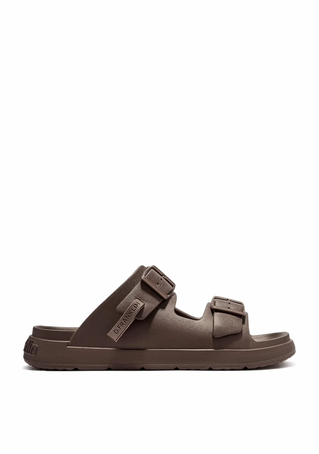 D. Franklin Sandały Otwarte Unisex z Regulowaną Klamrą Vibe Brązowe - Wygodne, płaskie sportowe sandały na lato - Rozmiar (44) - Model Buckle