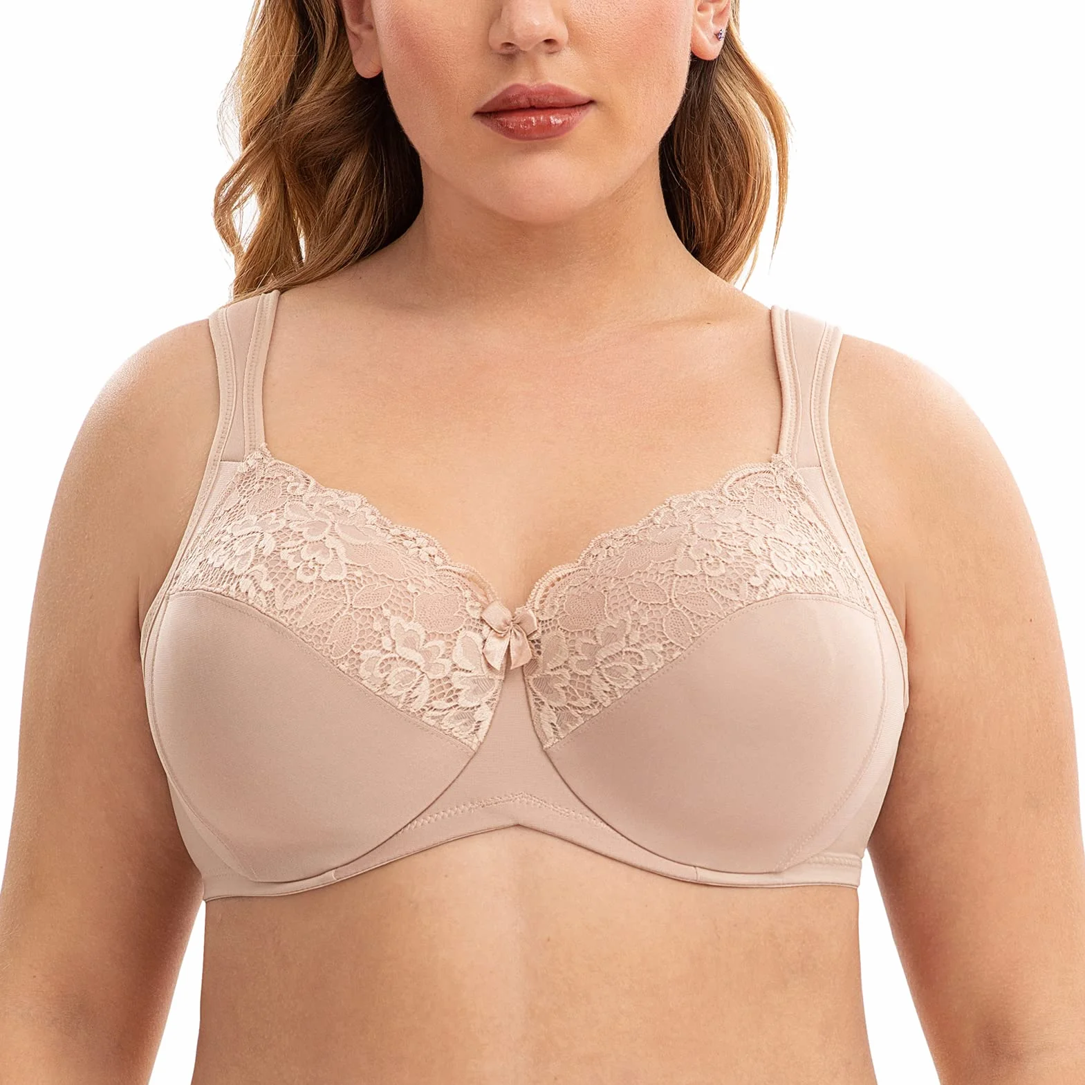 Damski biustonosz minimalizujący poduszkę plus size pełne pokrycie koronkowy biustonosz bez podszewki