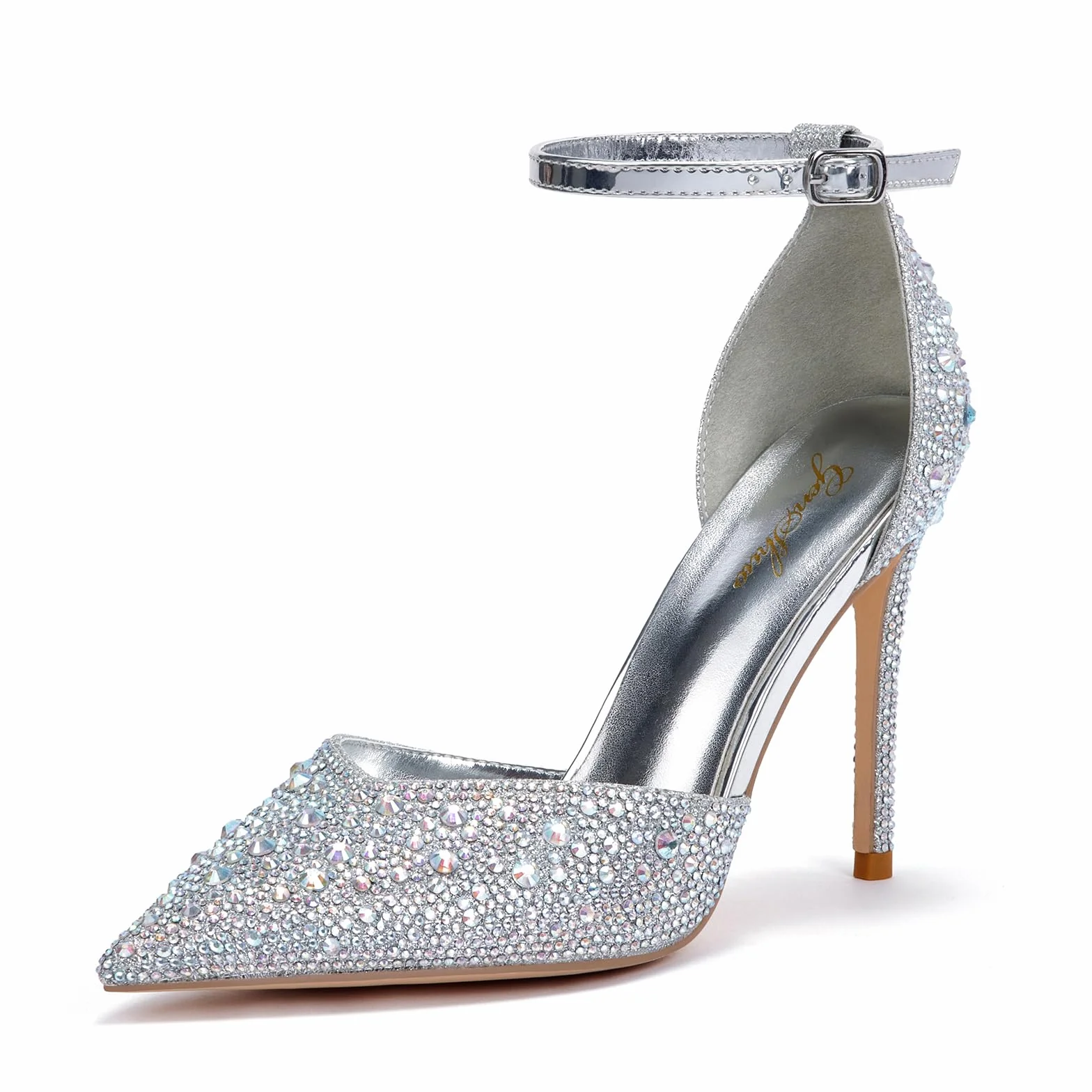 Zhabtuc Rhinestone Stiletto Court buty dla kobiet z paskiem na kostce wysokie obcasy 10 cm/3,94 cala brokatowe szpiczaste obcasy