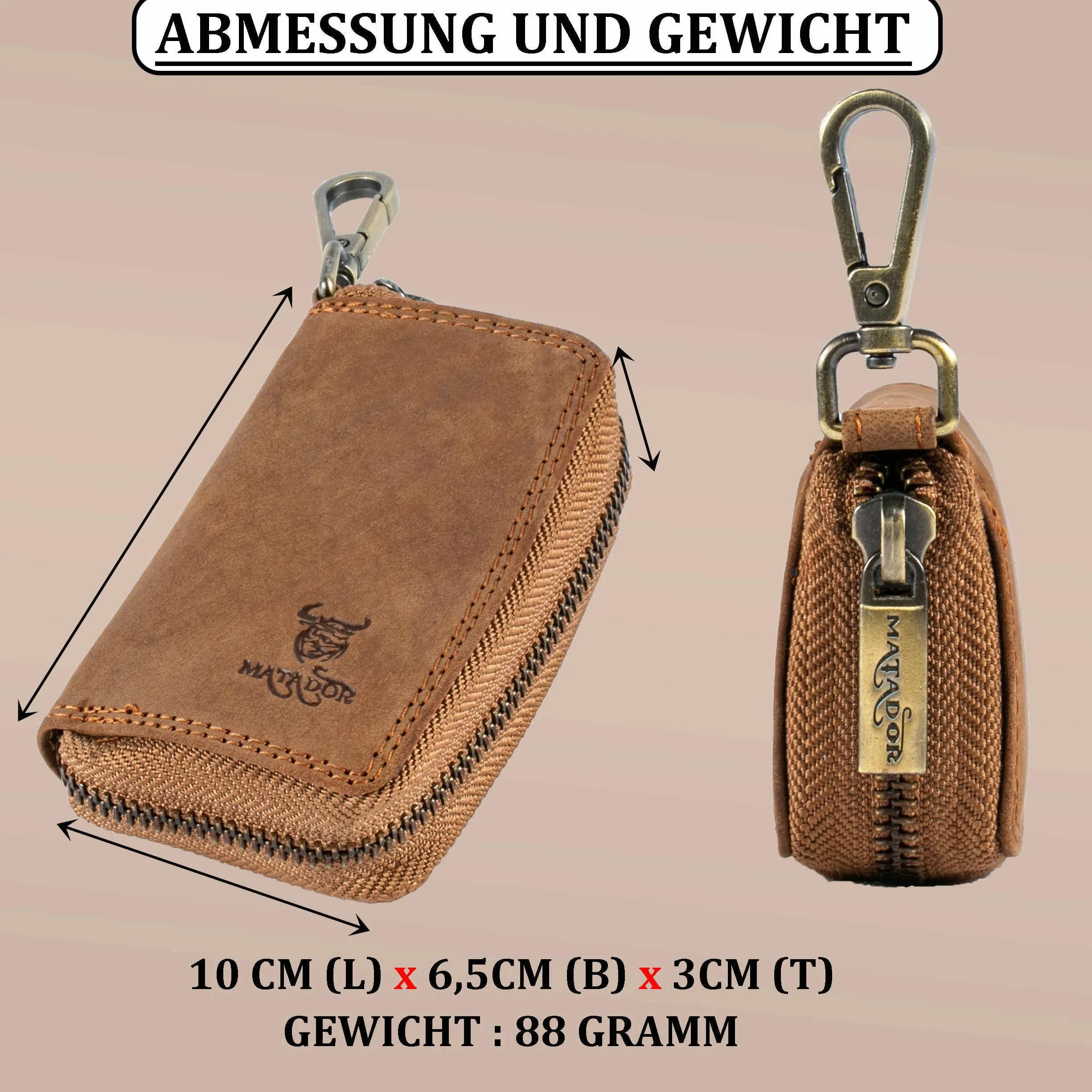 MATADOR Skórzany piórnik na klucze #BARI ze szlachetnym pudełkiem na prezent, eleganckie etui na kluczyki samochodowe z pękiem kluczy, portfel RFID, luksusowe etui na klucze, z pojedynczą przegródką