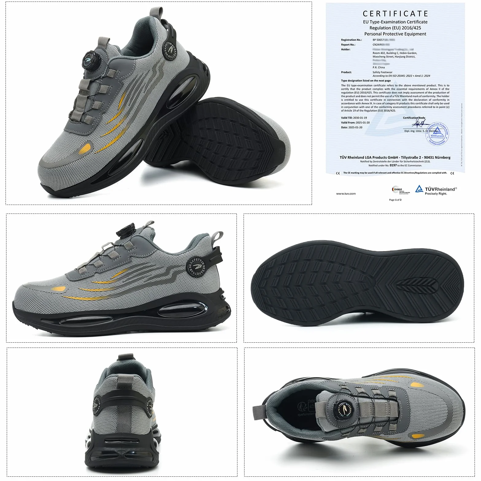 Obuwie ochronne buty robocze dla mężczyzn i kobiet, lekkie, stalowe noski, zamknięcie obrotowe, oddychające, buty robocze 38-46 EU