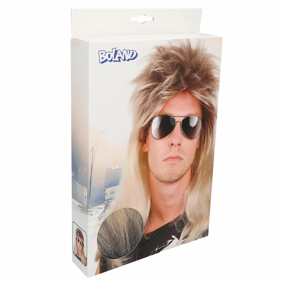 Boland 86060 - Peruka Ryan, mullet, 80s, sztuczne włosy, fryzura na imprezę w złym guście, dodatek na imprezę tematyczną lub karnawał