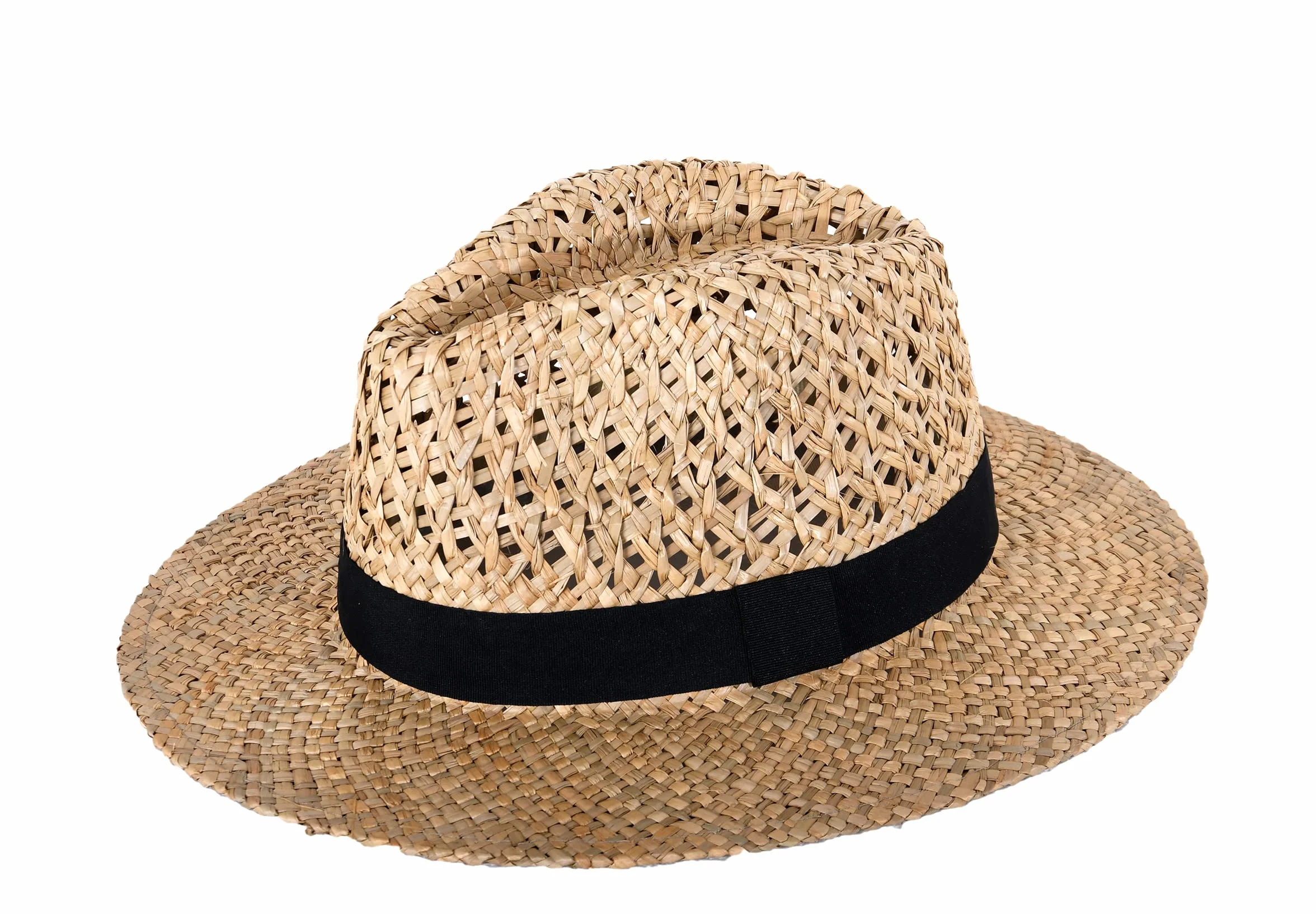 Miuno® Męski damski kapelusz panama, kowbojski trilby, kapelusz przeciwsłoneczny, kapelusz imprezowy, kapelusz słomkowy, prawdziwa słomka, H59, naturalny