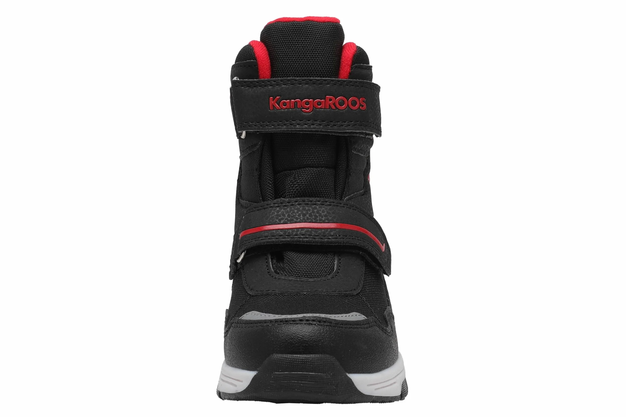 KangaROOS Dziecięce buty trekkingowe K-mj Camp V RTX uniseks, Kruczoczarny, ognisty czerwony, 10 UK Child