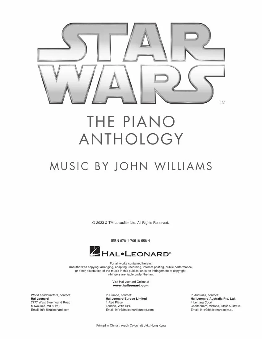 Star Wars: The Piano Anthology - Music by John Williams Featuring Themes from All Nine Films Deluxe Hardcover Edition with a Foreword by Mike Matessino