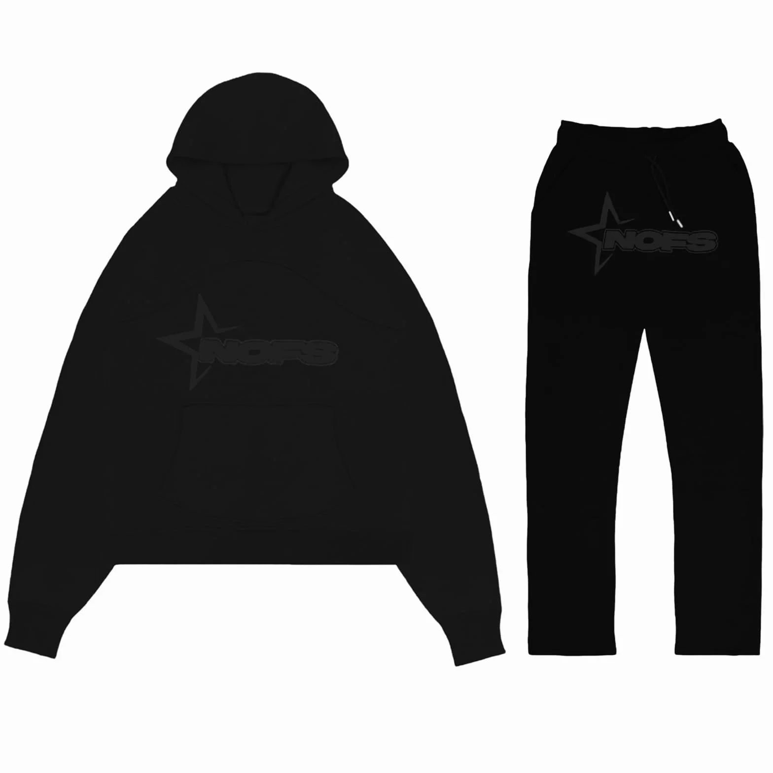 Nofs 2-częściowy męski dres do joggingu, Y2K, bawełniany, bluza sportowa z kapturem Y2K + spodnie Nofs, męski dres sportowy, strój treningowy w stylu Streetwear 2024