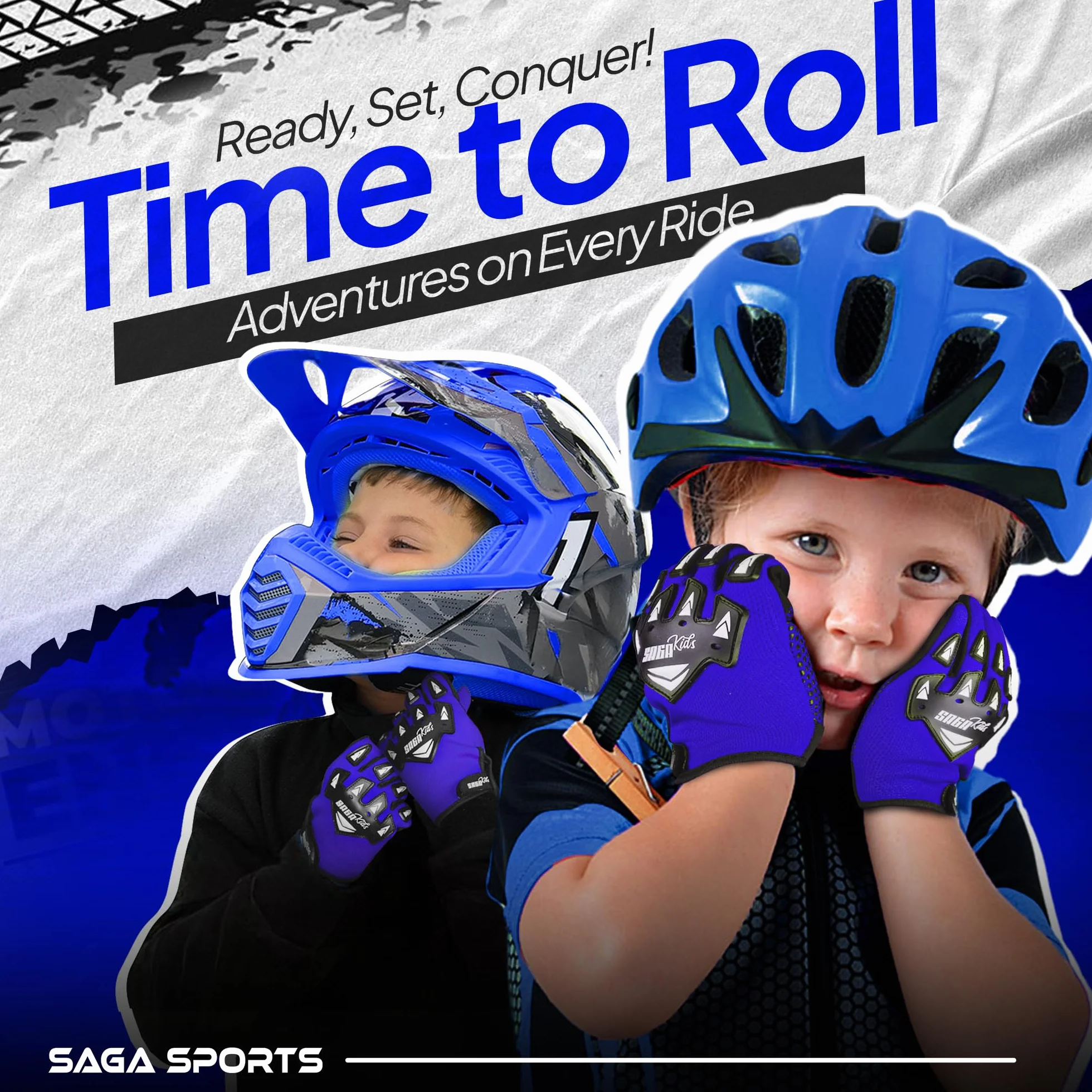 Rękawice rowerowe dla dzieci Trwałe i wygodne rękawice motocrossowe Idealna odzież motocyklowa dla Twojego dziecka (Blue, Small [4-6 Yrs])