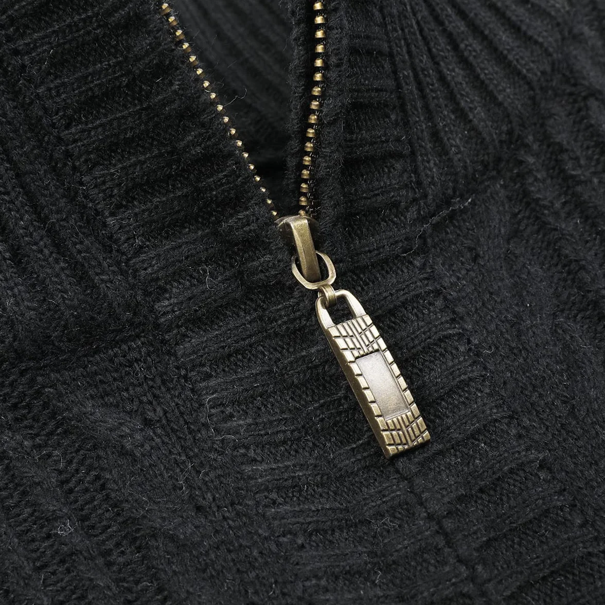 Allthemen Męski dzianinowy kardigan gruby sweter rozpinany kardigany klasyczny stójka długi rękaw na co dzień ciepła bluza