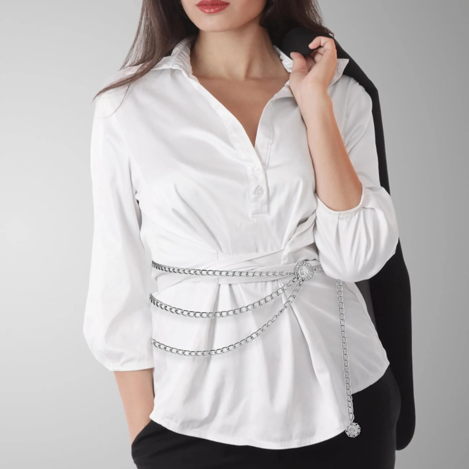 WLLHYF Metalowa talia złoty łańcuszek paski brzuch biżuteria body biustonosz seksowny łańcuszek moda wielowarstwowe akcesoria do sukienki regulowane paski dekoracja ciała dla kobiet spódnica spodnie