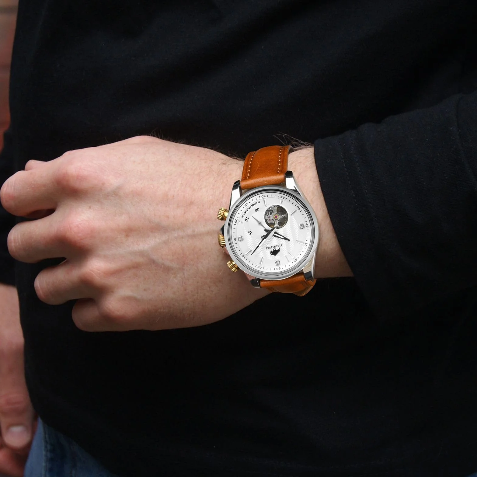 BISONSTRAP Pasek do zegarka dla mężczyzn w stylu retro, wykonany ze skóry cielęcej impregnowanej olejem, z szybkim zapięciem, szerokość paska 18, 19, 20, 22 mm