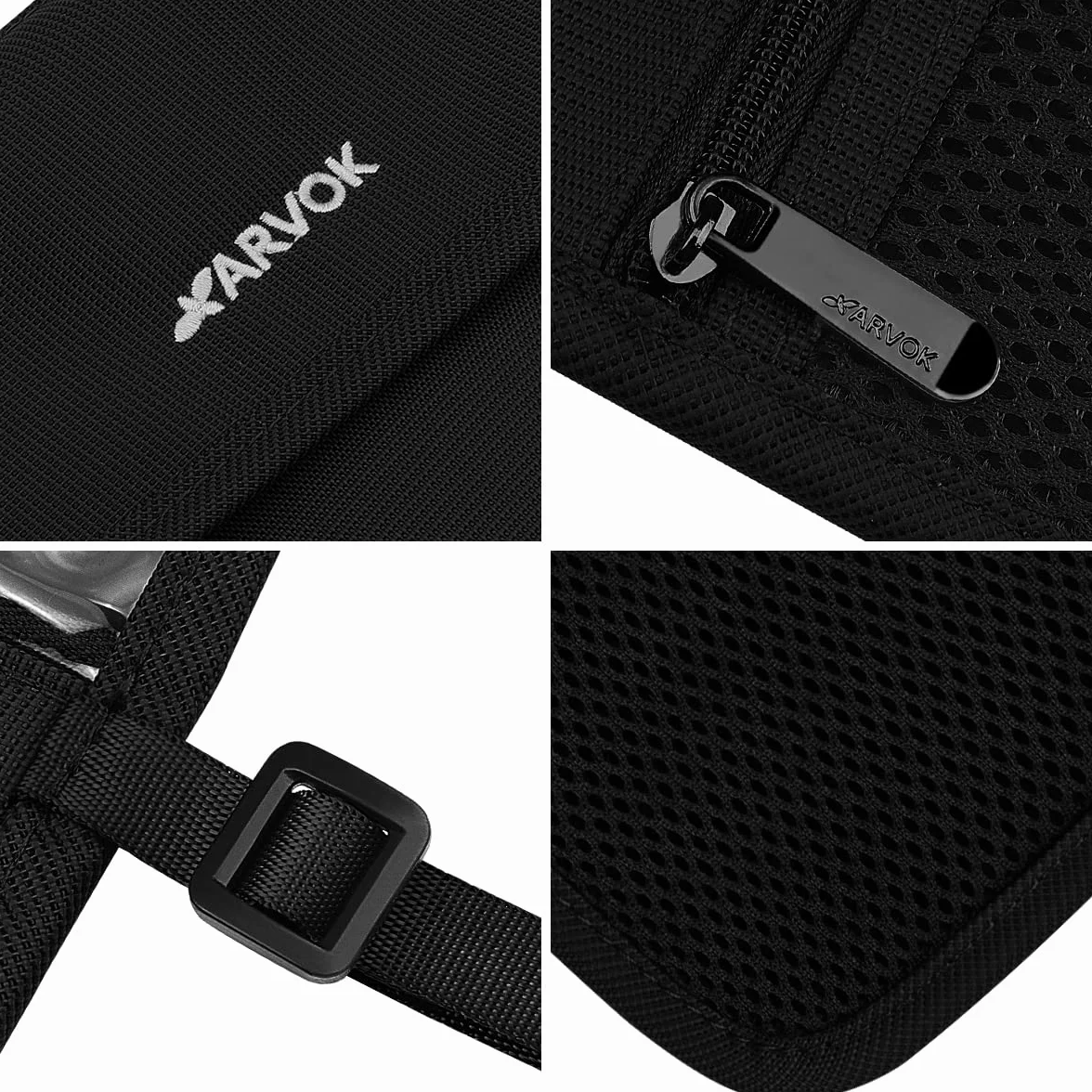 Arvok Wysokiej jakości portfel na szyję, blokujący RFID, etui na paszport w podróży, dla mężczyzn i kobiet, Czarny, Jeden rozmiar