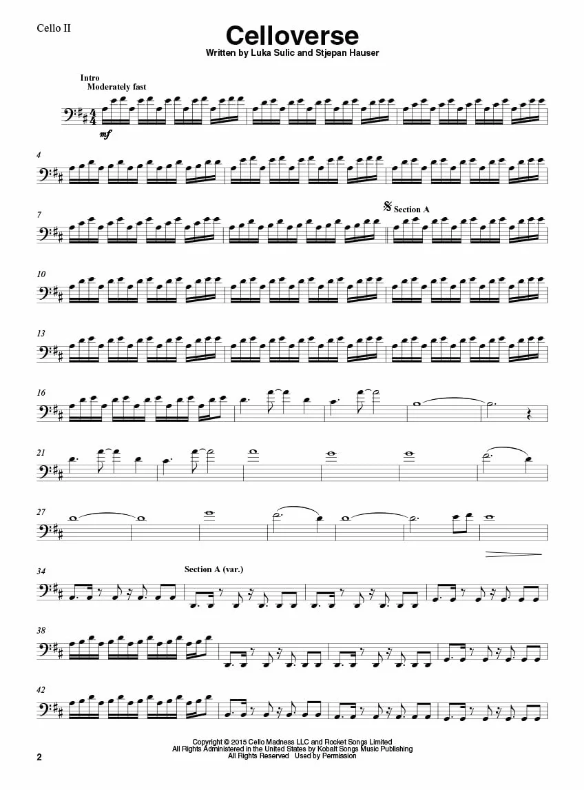 2 cellos - sheet music collection -livre +partition: Selections from Celloverse, In2ition & Score for Two Cellos