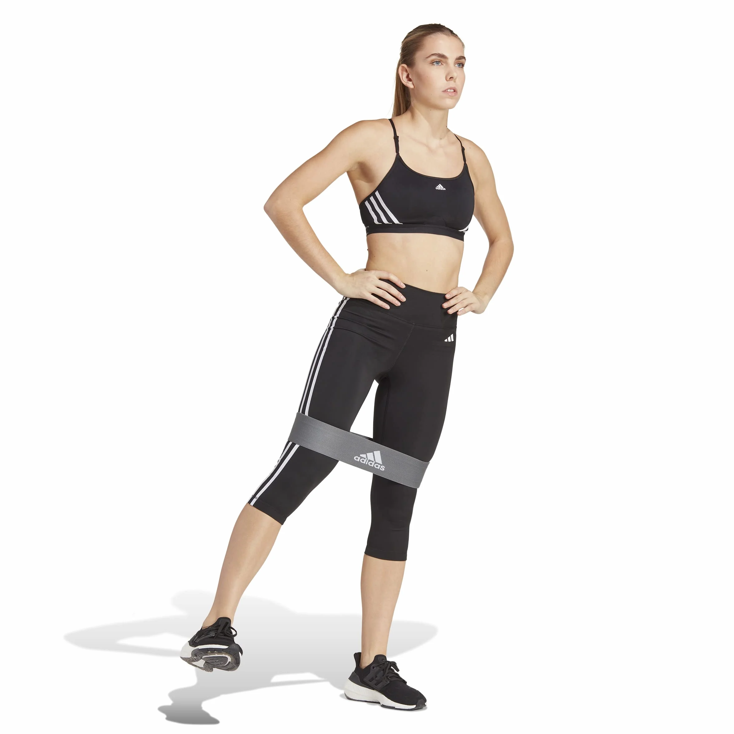adidas Train Essentials 3-Stripes High-Waisted 3/4 Leggings - Legginsy Kobiety