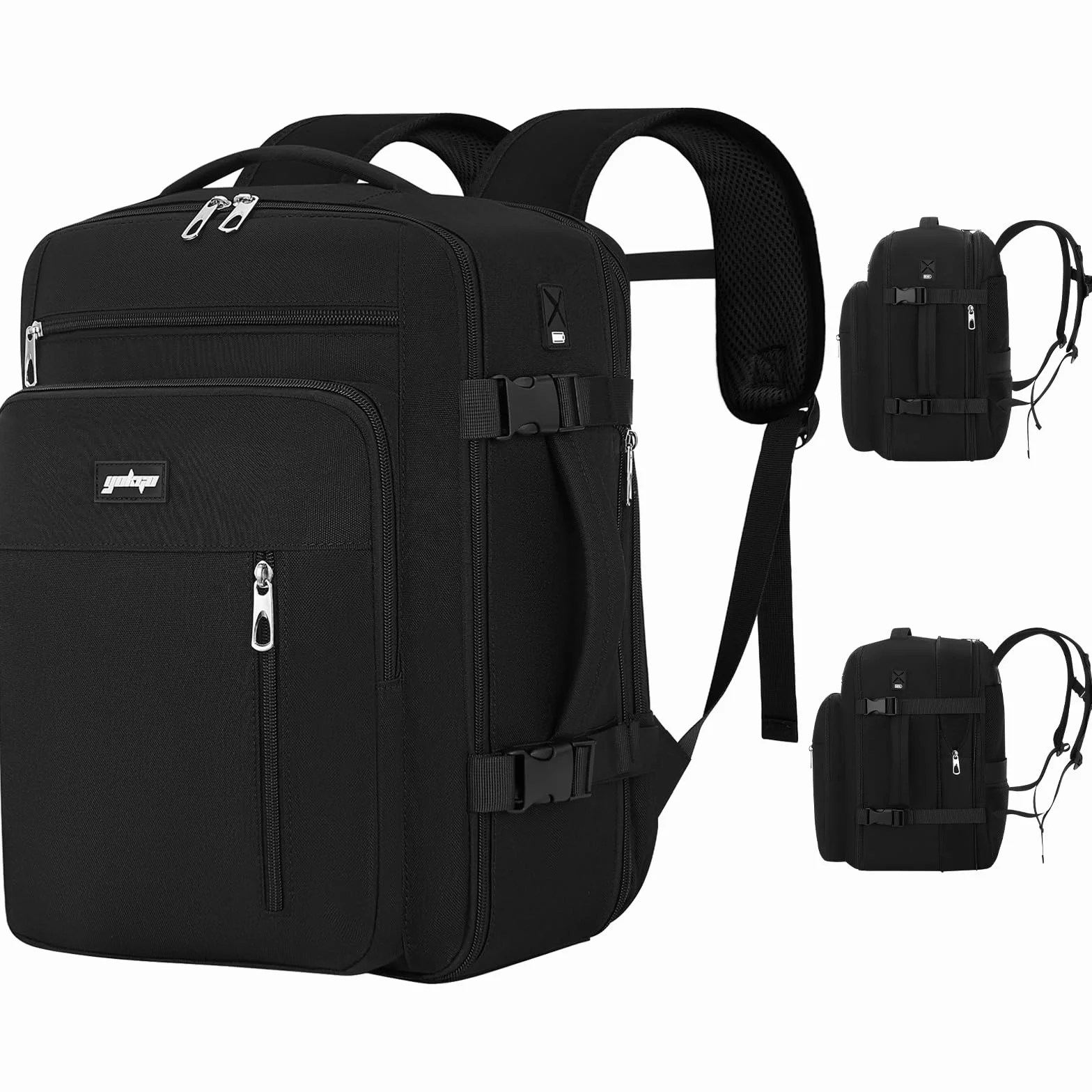 Bagaż Podręczny 40x30x20 Plecak, 24-30L Rozkładany 40x30x25 Plecak Podróżny Męski i Damski do Ryanair, Eurowings, Wizzair, Vueling,Cabin Bag Travel Backpack do Pracy, Biznesu i Podróży, Czarny