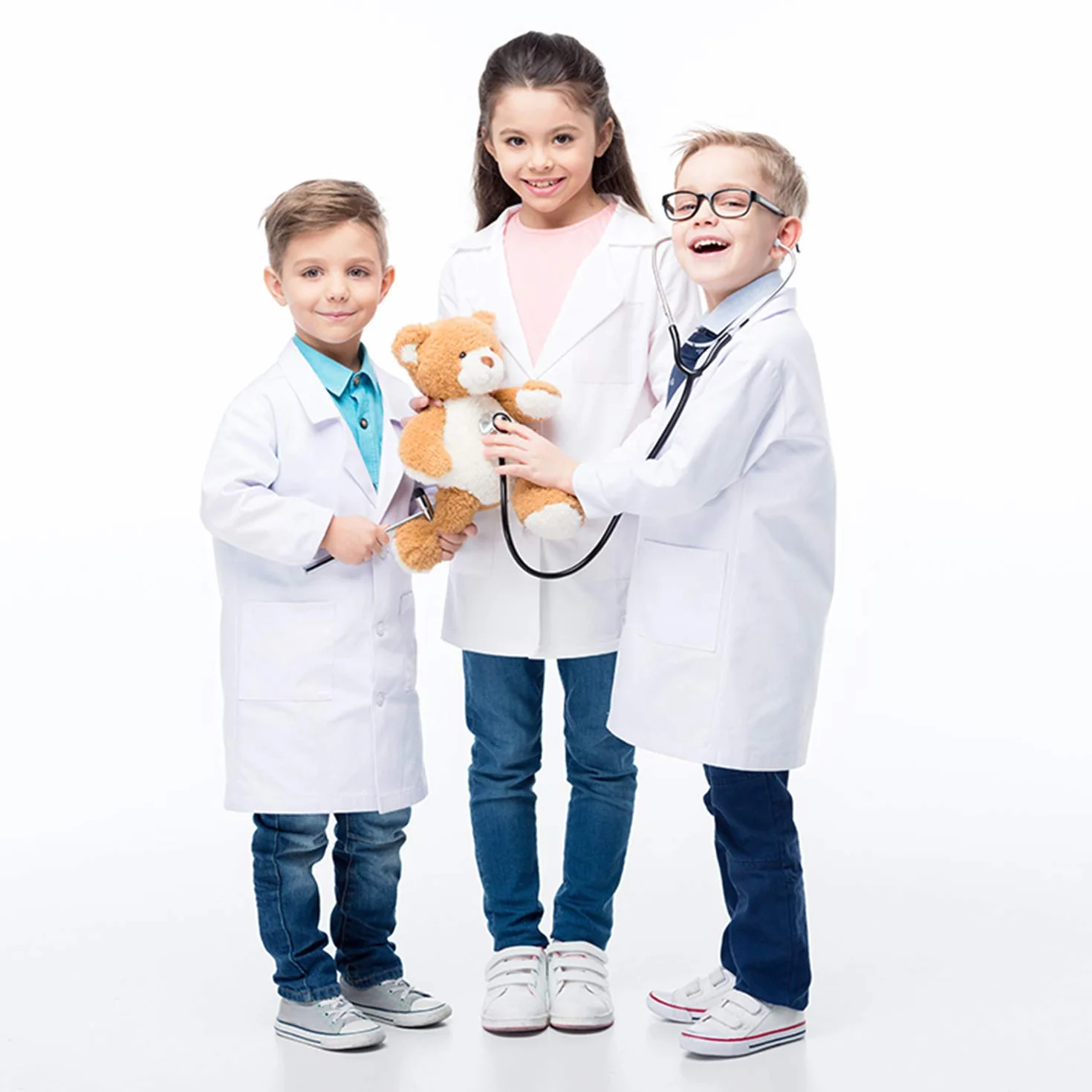 Białe płaszcze laboratoryjne dla dzieci, płaszcz medyczny dla dzieci, unisex bawełna poliester naukowiec przebranie peelingi lekarz odzież robocza studenci mundur jedzenie płaszcz chłopcy i