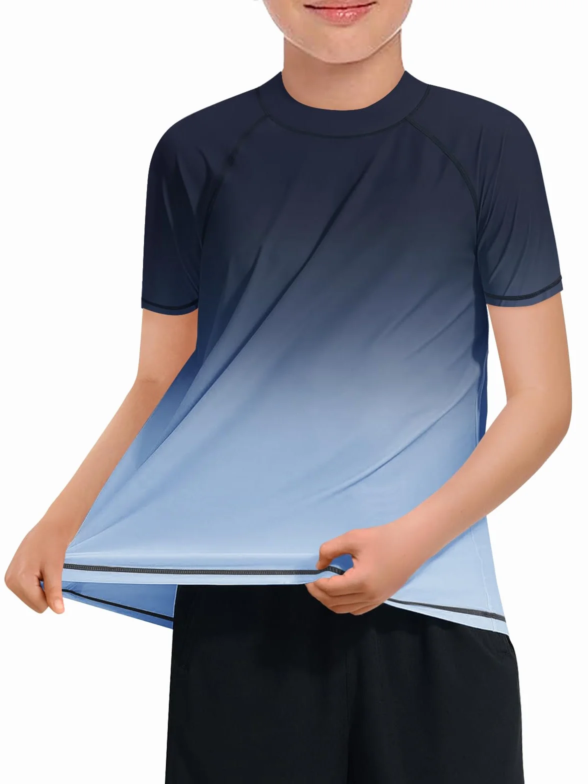 Haloumoning Koszulka do pływania dla chłopców koszulka do pływania z krótkim rękawem dla dzieci szybkoschnący strój kąpielowy T-shirt