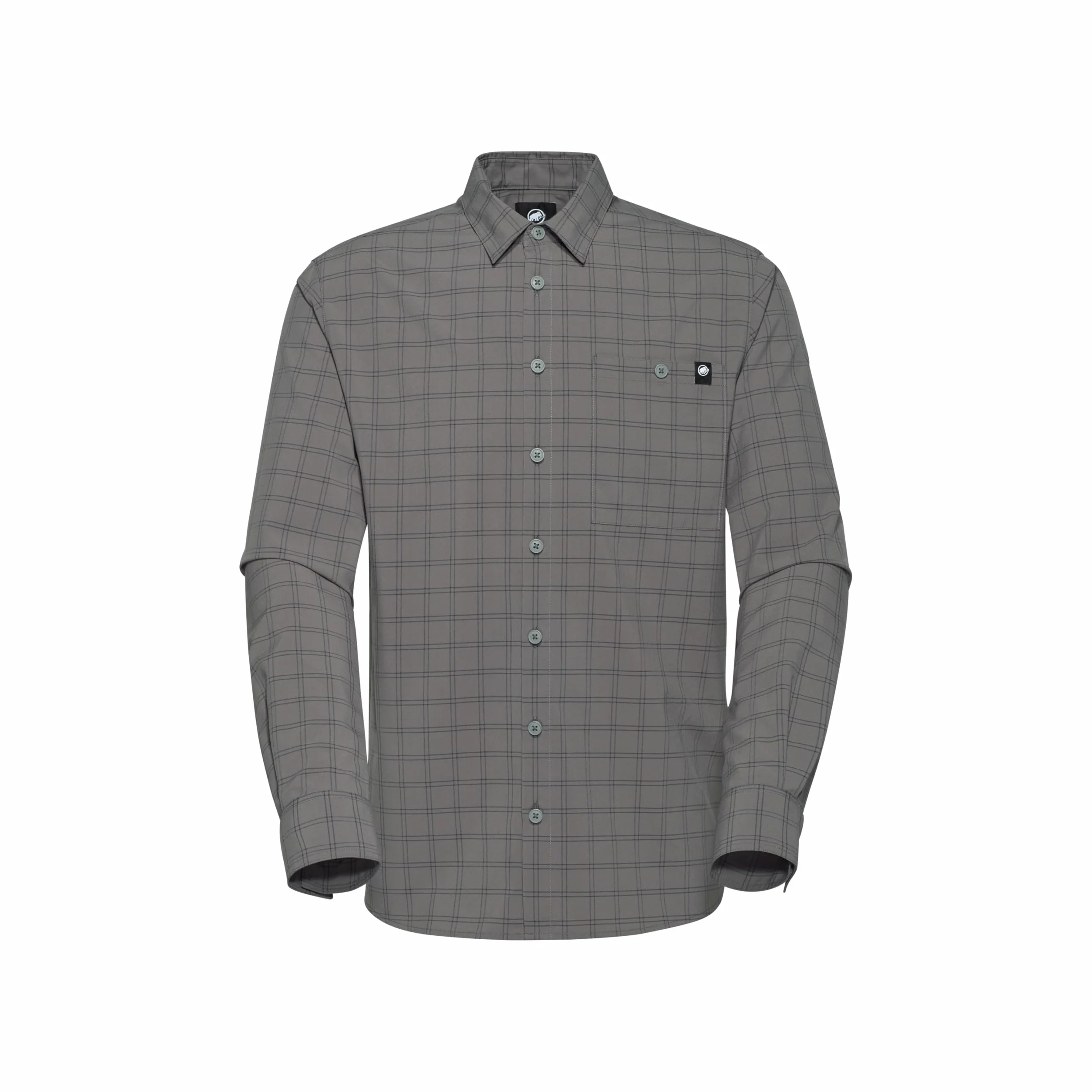 Mammut Lenni Longsleeve Shirt Men – Koszula Trekkingowa Męska | Długi Rękaw, Ochrona UV, Szybkoschnąca i Oddychająca | Rozmiar S, Stalowy-czarny