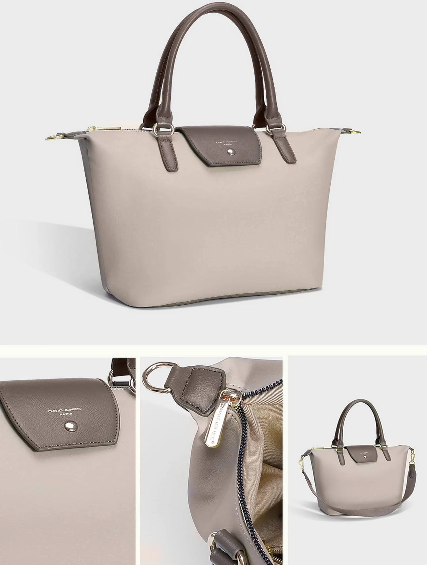 David Jones - Damska torba nylonowa - Torba na zakupy Miękka torba na zakupy o dużej pojemności - Zakupy Noszone ramię Pasek na ramię - Elegancka praca Miasto Podróże Moda Oryginalny Trend