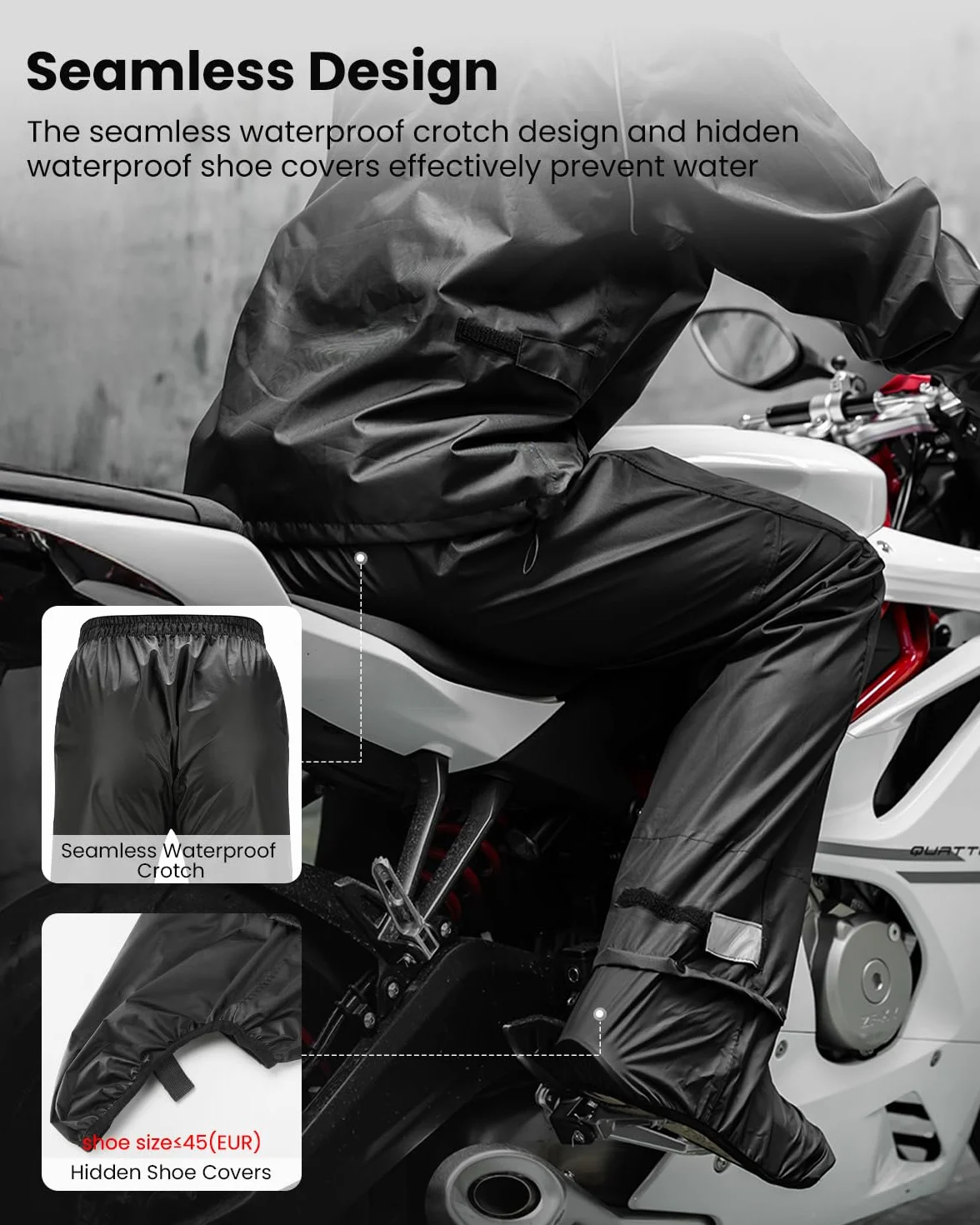 ILM Kombinezon przeciwdeszczowy wodoodporny męski damski kurtka i spodnie pakowalne odblaskowe z ukrytym pokrowcem na buty do motocykla, roweru, wędkowania, wędrówek, kempingu, model RS03