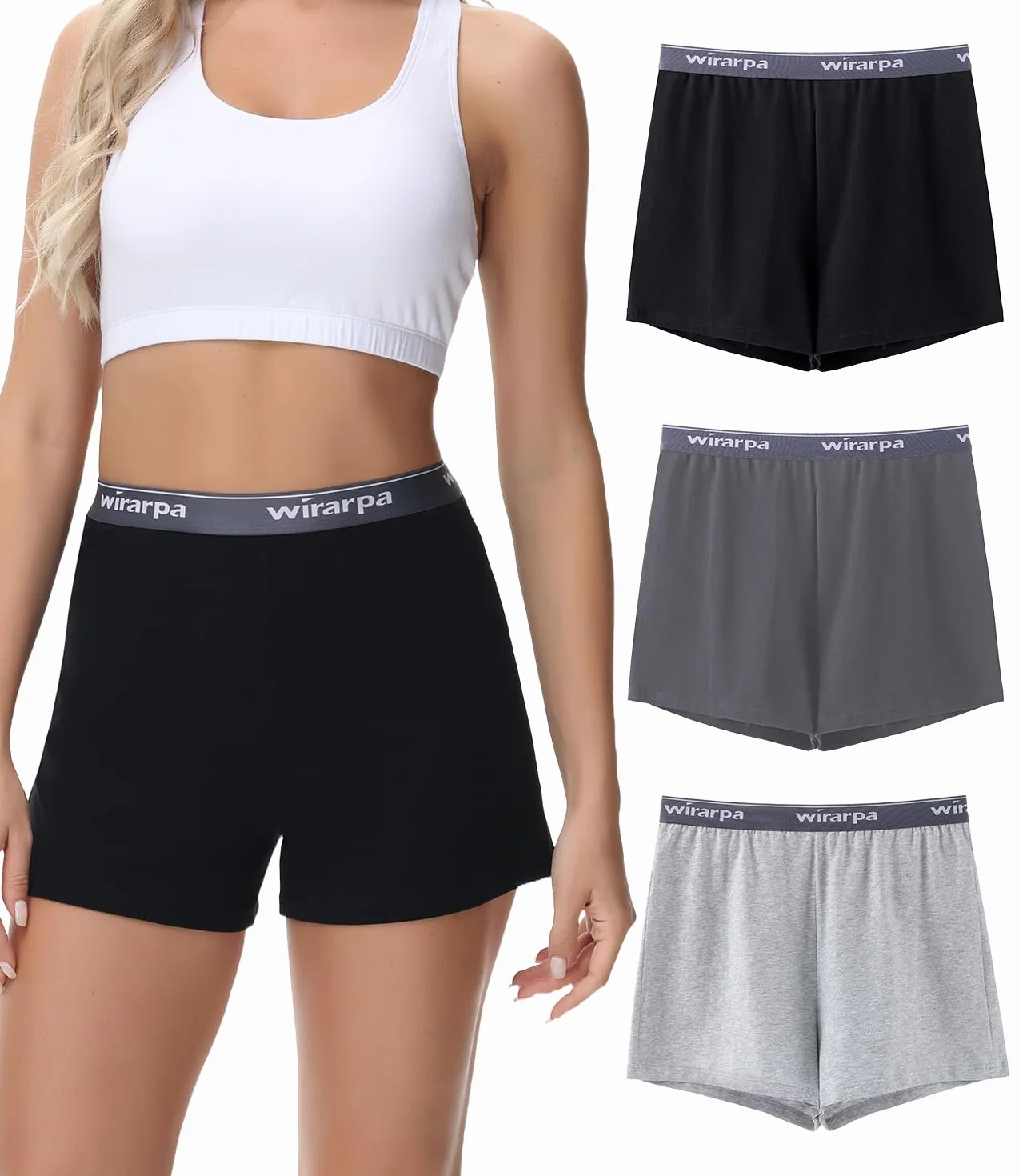 wirarpa Damskie bawełniane spodenki do spania Comfywear Lounge piżamy szorty 3-pak