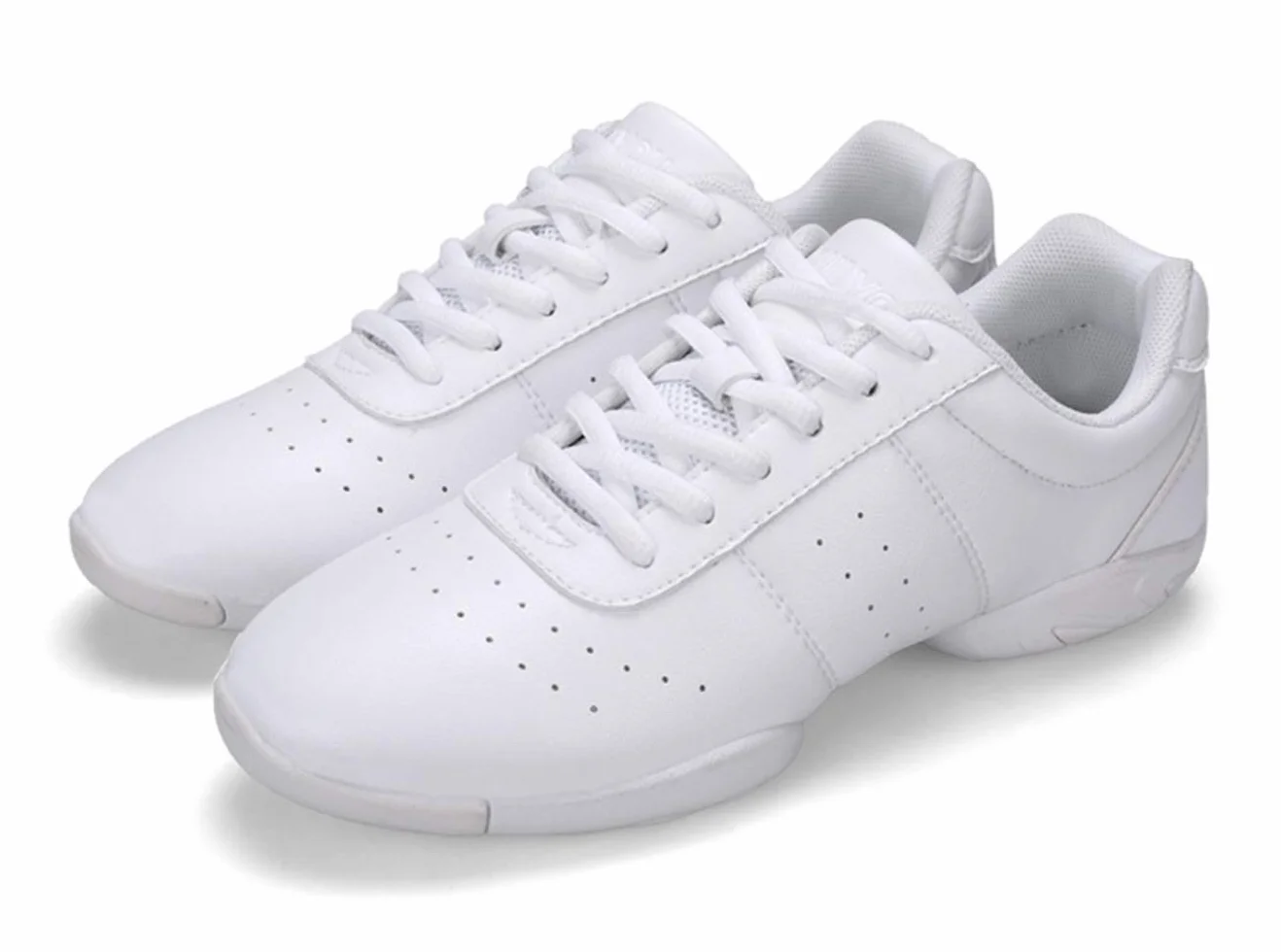 Damskie dziewczęce sznurowane buty sportowe na siłownię do aerobiku cheerleaderek treningowe buty do tańca, biały, 37.5 EU
