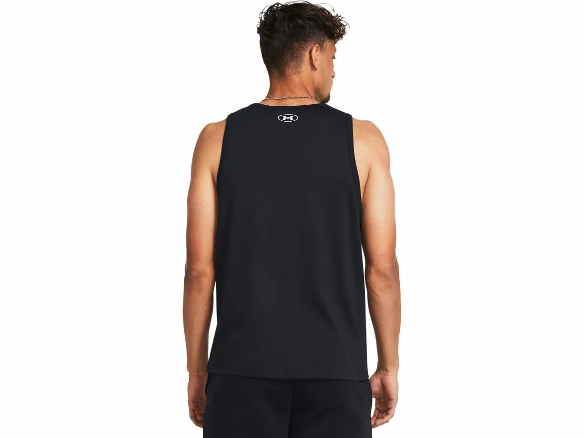 Under Armour Męska koszulka bez rękawów z logo sportowego, (001) czarny/biały, L
