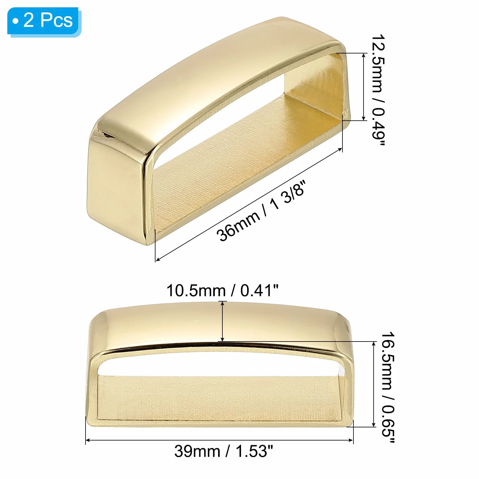 PATIKIL 1 3/8 cala 36 mm szlufka na pasek, 2 sztuki ze stopu pasek pierścień męska klamra do samodzielnego mocowania paska rzemieślniczego, złoty odcień, Czarny, 40mm x 14mm