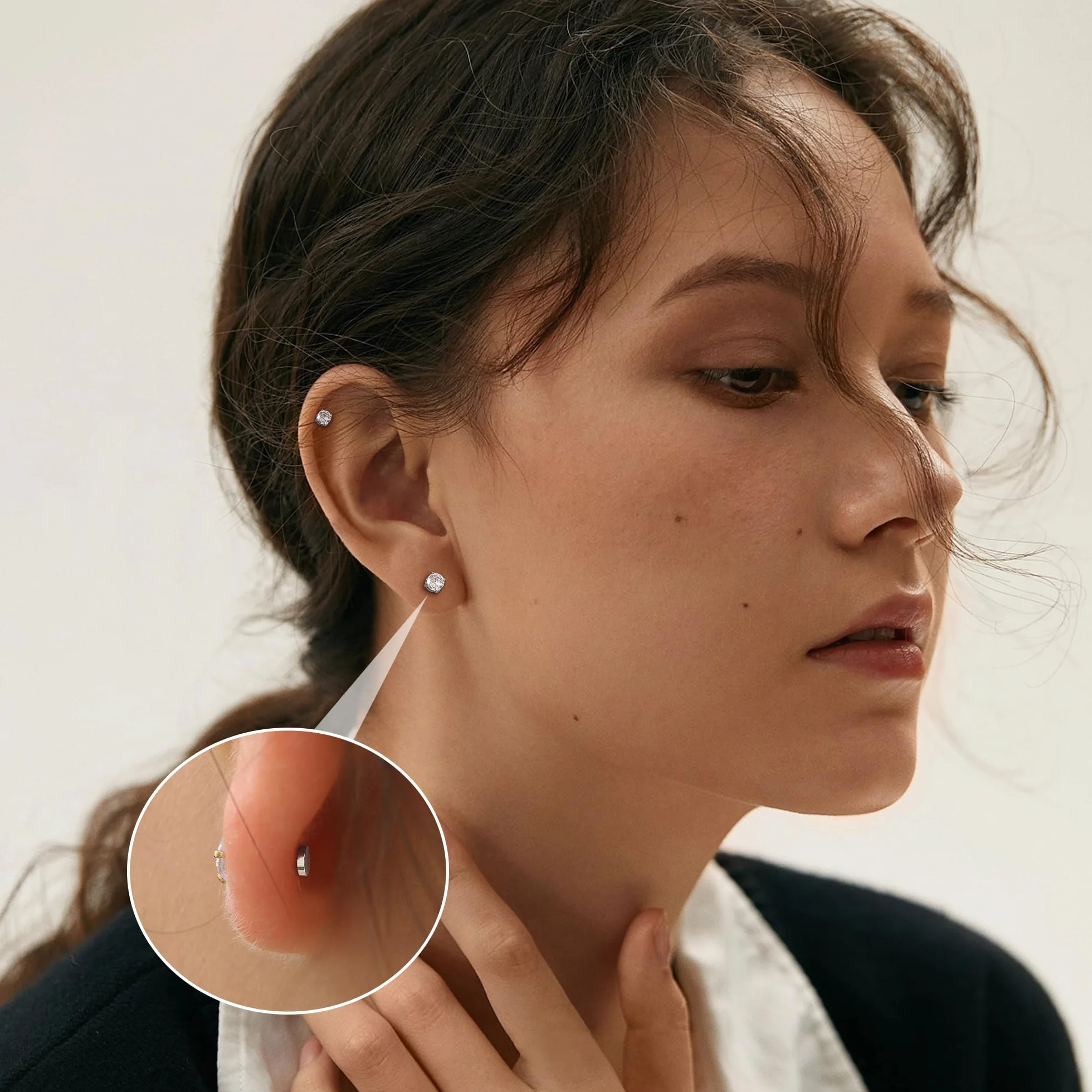YADOCA 4 pary magnetycznych kolczyków ze stali nierdzewnej dla mężczyzn i kobiet bez piercingu. Klips do uszu cyrkonia 4-7 mm