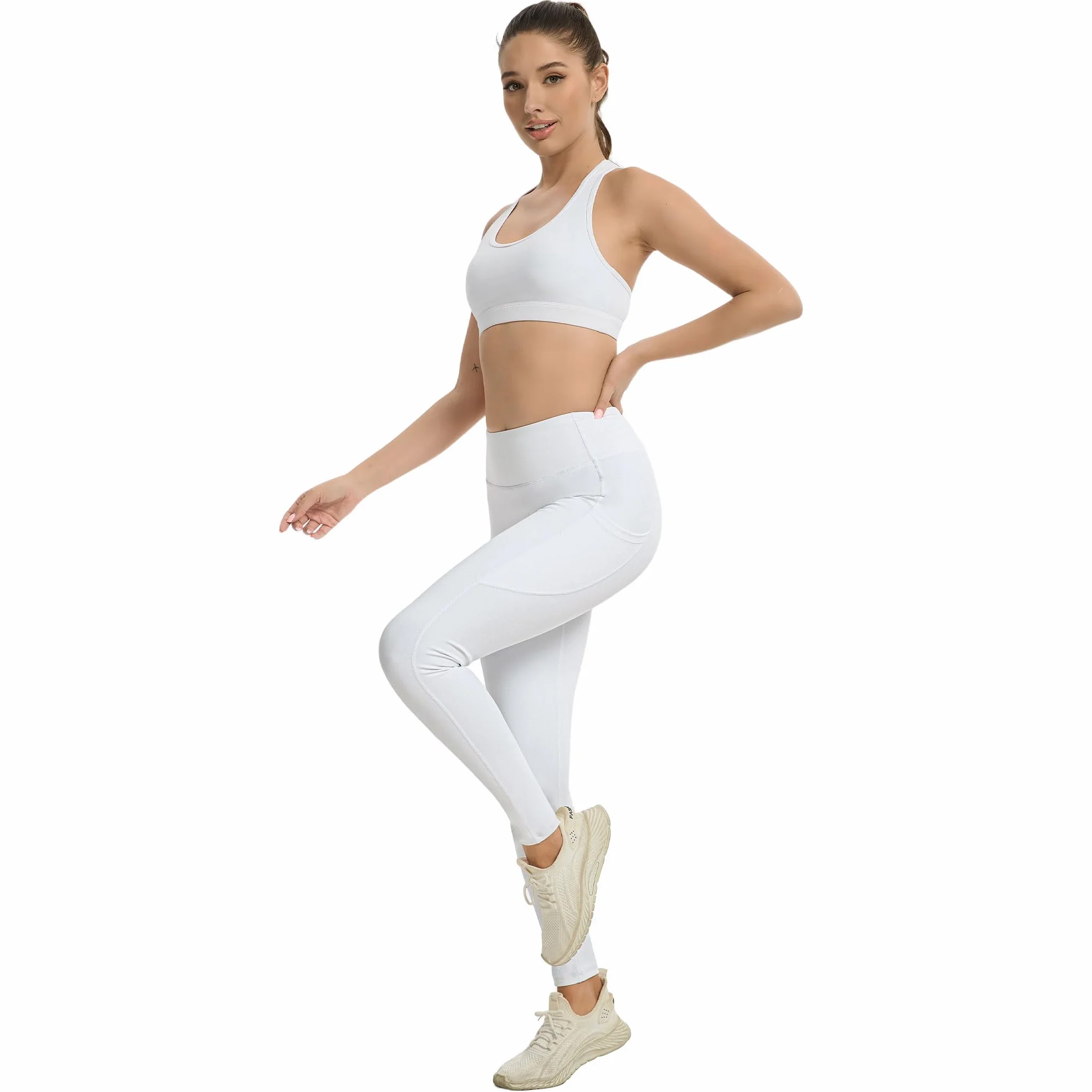 adorence Legginsy Damskie z Kieszeniami, Legginsy Gimnastyczne dla Kobiet, Legginsy Sportowe Nieprzezroczyste, Spodnie do Jogi z Wysokim Stanem