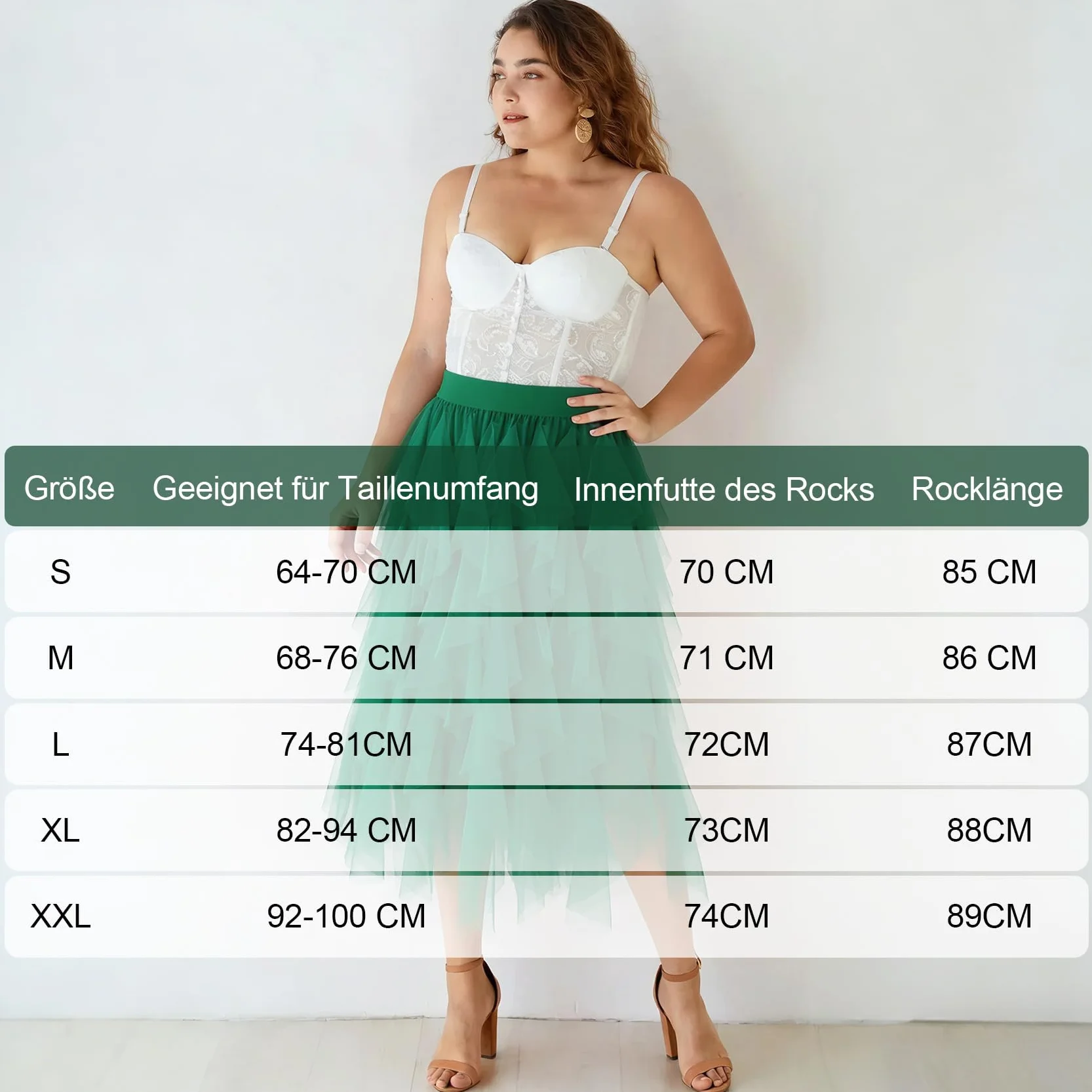 WERFORU Damska spódnica tiulowa, elastyczna talia, spódnica midi High Low Layered Puffy Fee spódniczka tutu