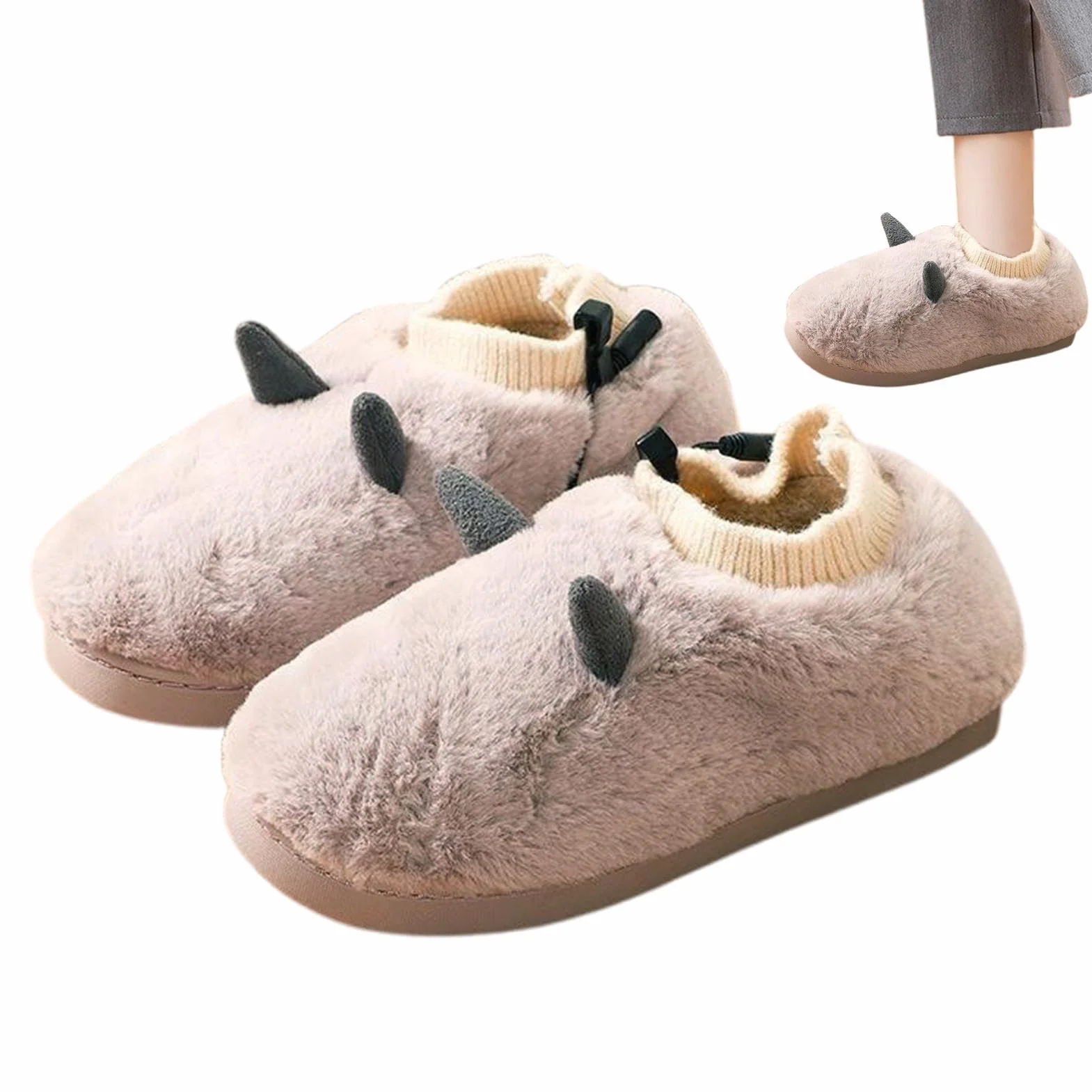 Ogrzewane kapcie dla kobiet, ogrzewane kapcie z możliwością ponownego ładowania, ogrzewane buty na USB, ogrzewane kapcie z USB, puszyste pluszowe kapcie do domu, na podróż