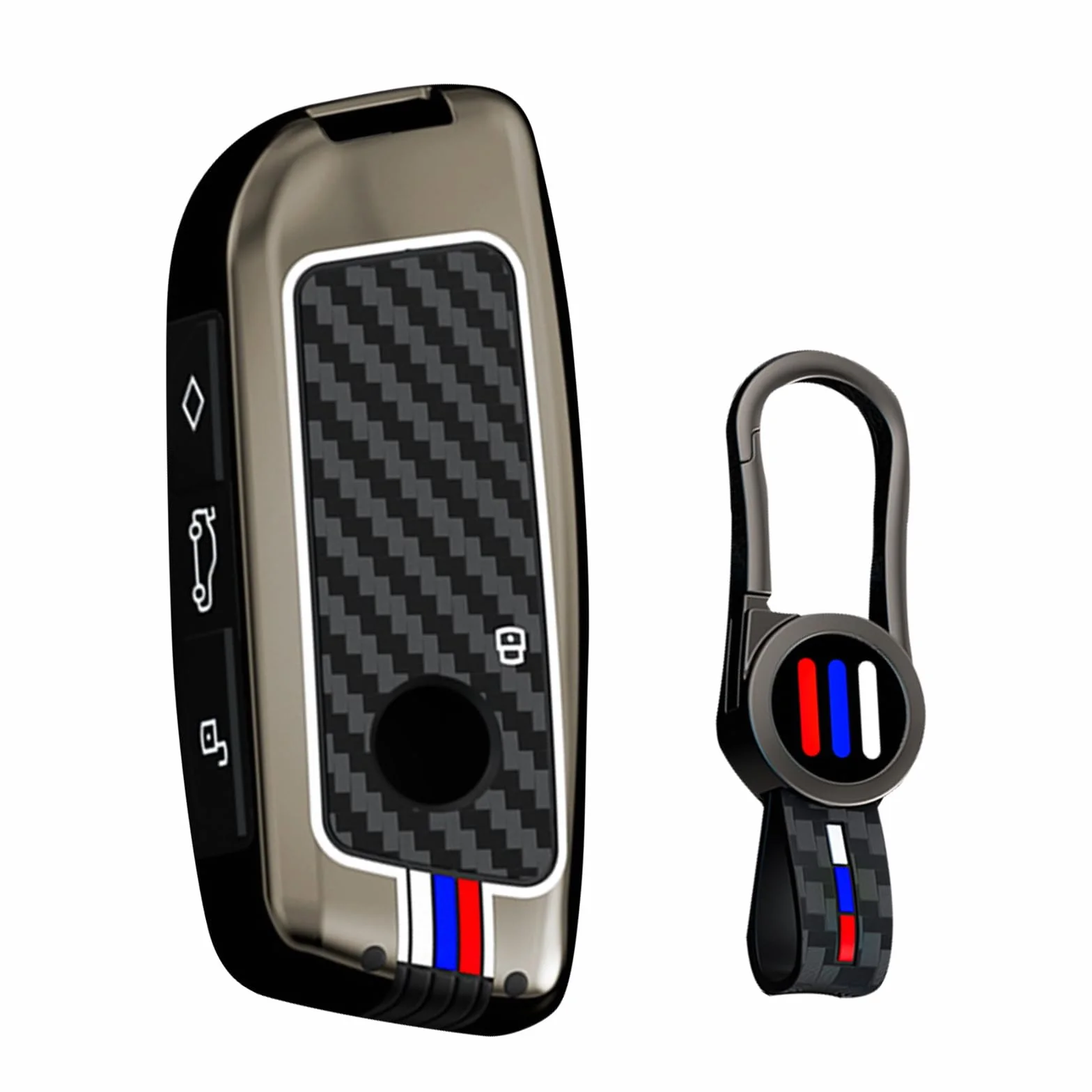 ontto Pasuje do BMW etui na kluczyki samochodowe BMW serii 2 U06 3 G81 M3 5 G60 7 G07 X1 U11 X5 F95 IX1 i4 2023-2025, metalowa osłona na klucze, etui ochronne, 4 przyciski