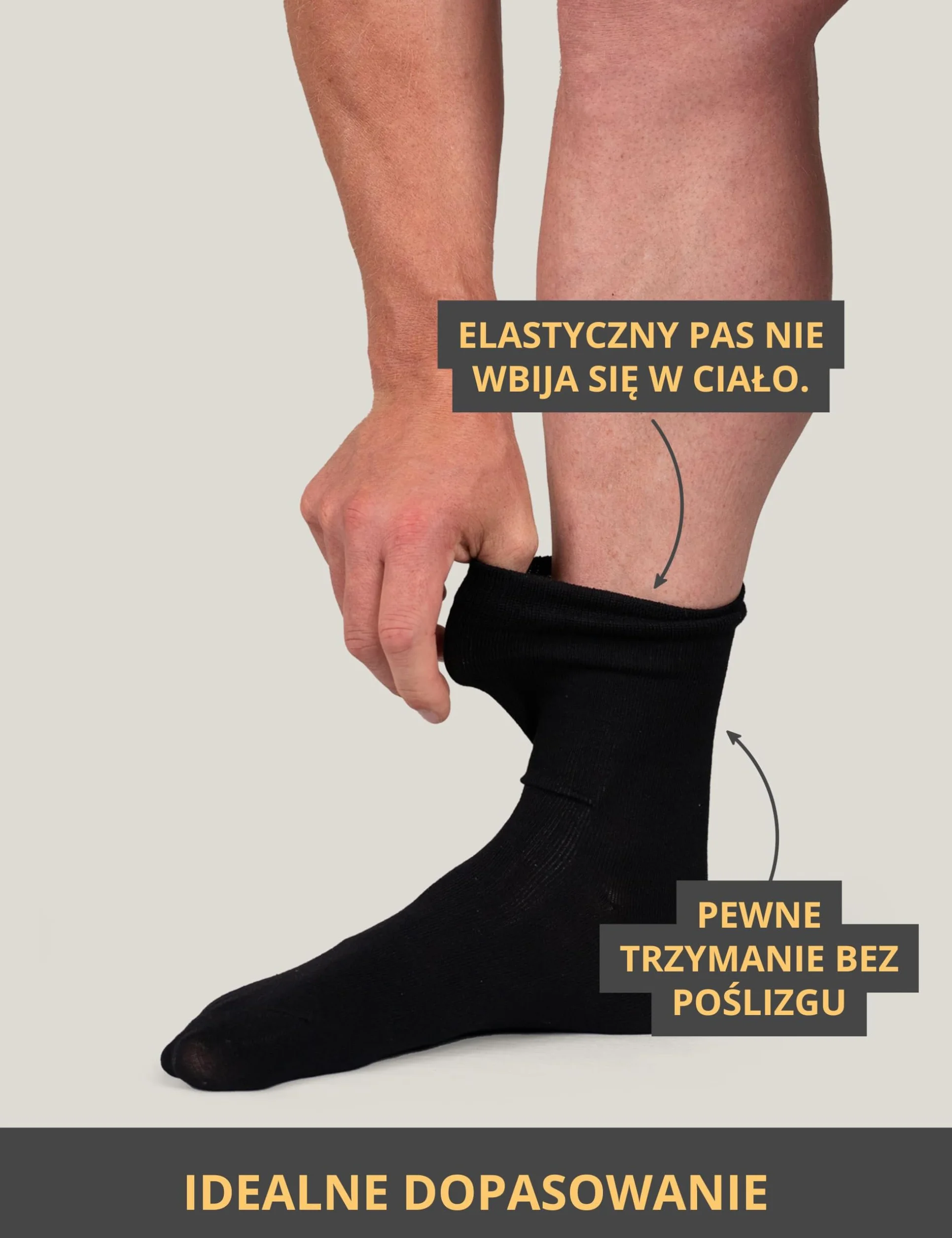 Basic Treasure 5 par skarpetek bambusowych premium dla mężczyzn, czarne, skarpetki biznesowe, antypoślizgowe, antybakteryjne