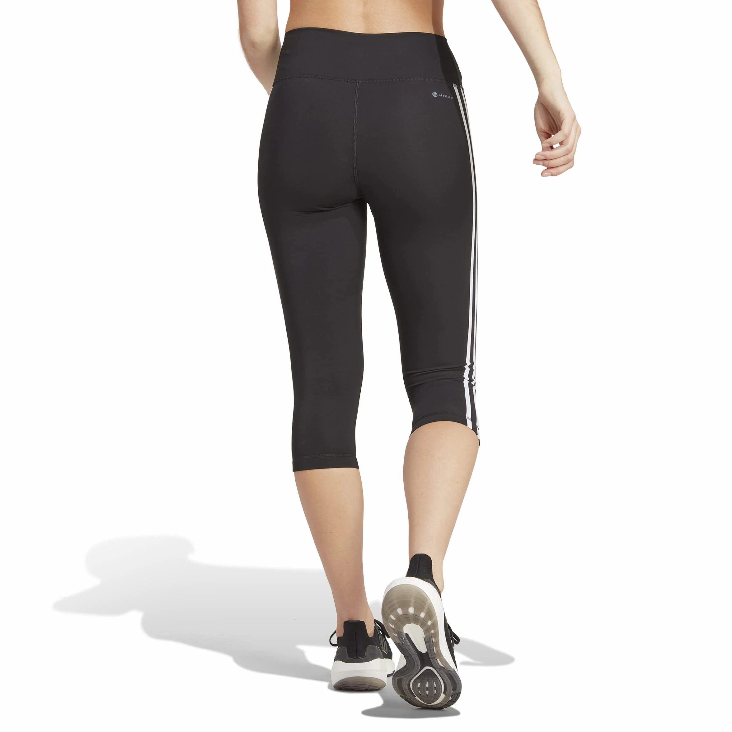 adidas Train Essentials 3-Stripes High-Waisted 3/4 Leggings - Legginsy Kobiety