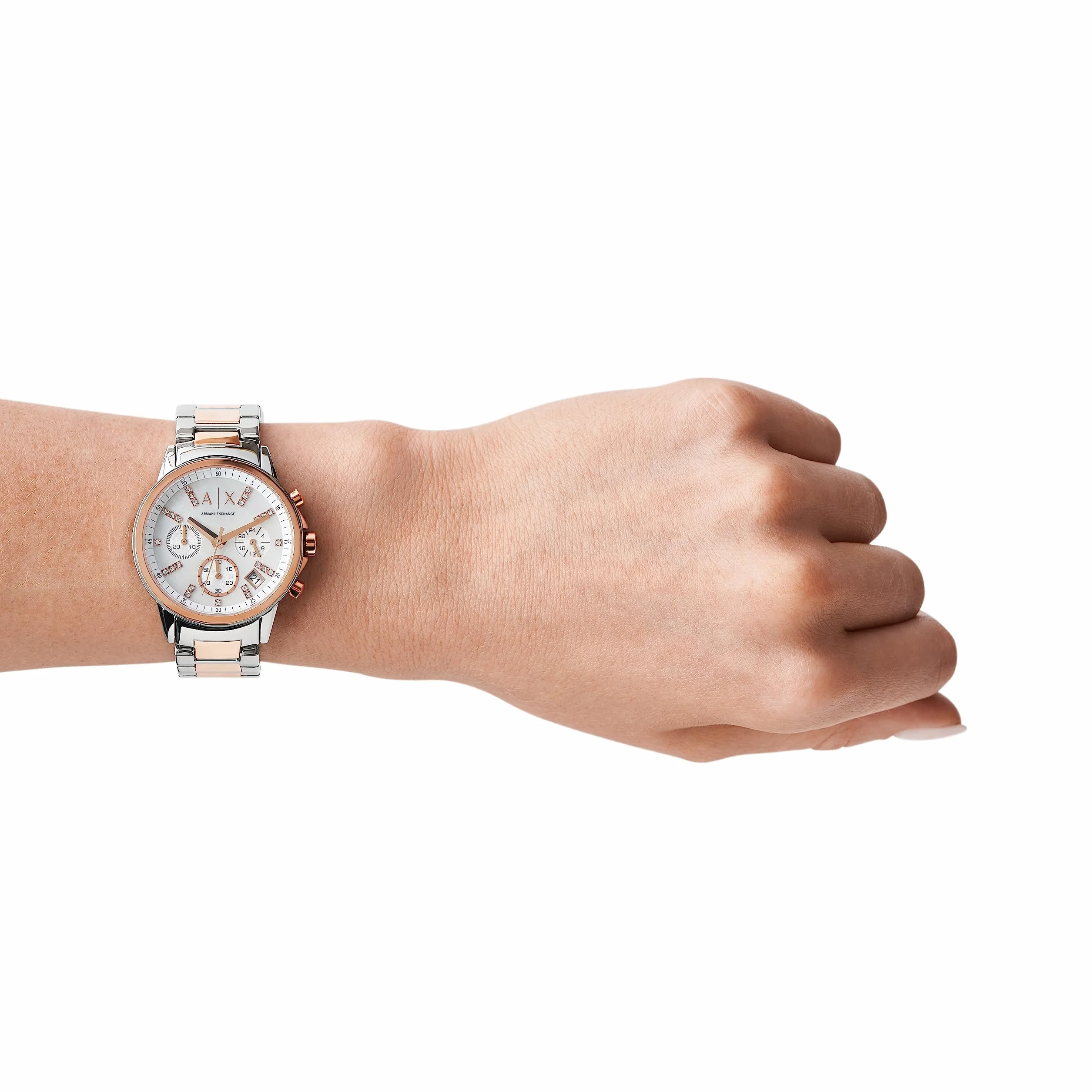 A|X Armani Exchange Damski zegarek z trzema wskazówkami z bransoletą ze stali nierdzewnej lub skóry