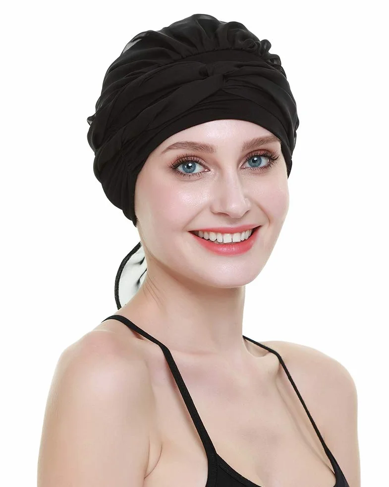 FocusCare chemo turban nakrycie głowy dla kobiet po chemioterapii chorych na raka, czarny (pure black), jeden rozmiar