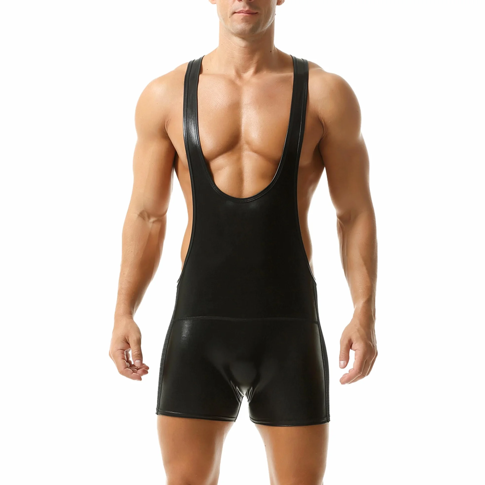 QiaTi Męska bielizna sportowa Athletic Supporters Body Jumpsuit Wrestling Singlet