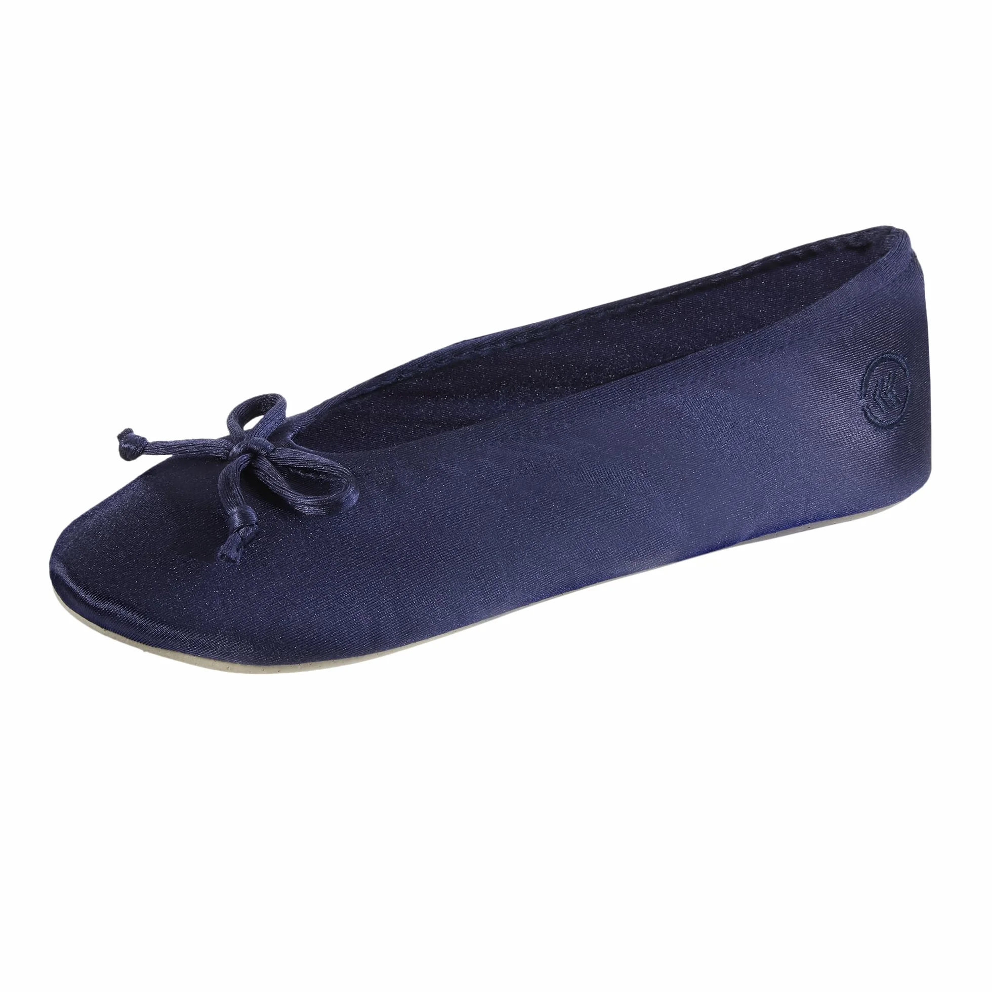 Isotoner Kobiety isotoner Women's Satin Ballerina Slipper with Soft Tie BowBalerinki