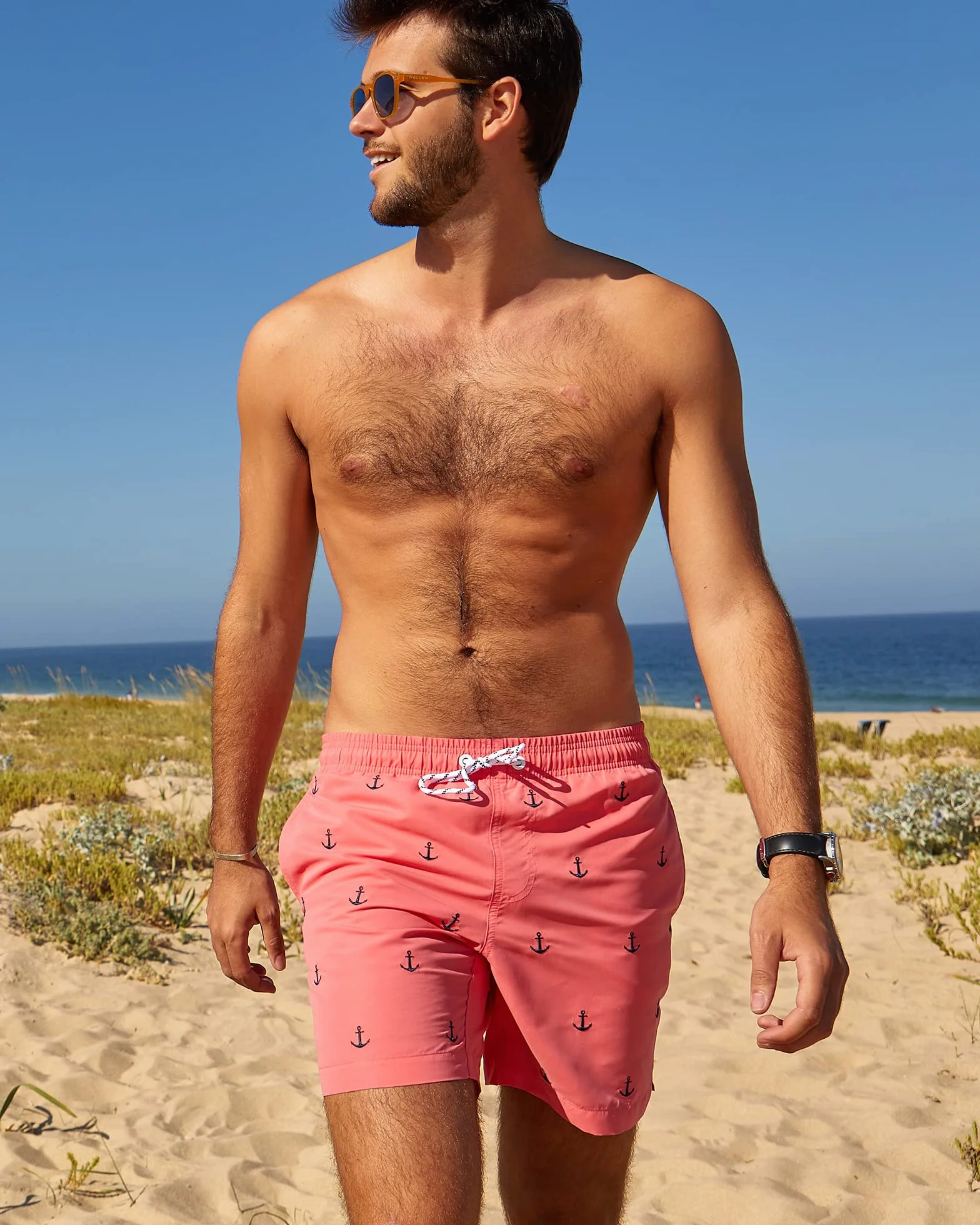 maamgic Męskie kąpielówki szybkoschnące szorty kąpielowe z podszewką z siatki śmieszne stroje kąpielowe kostiumy kąpielowe 18 cm