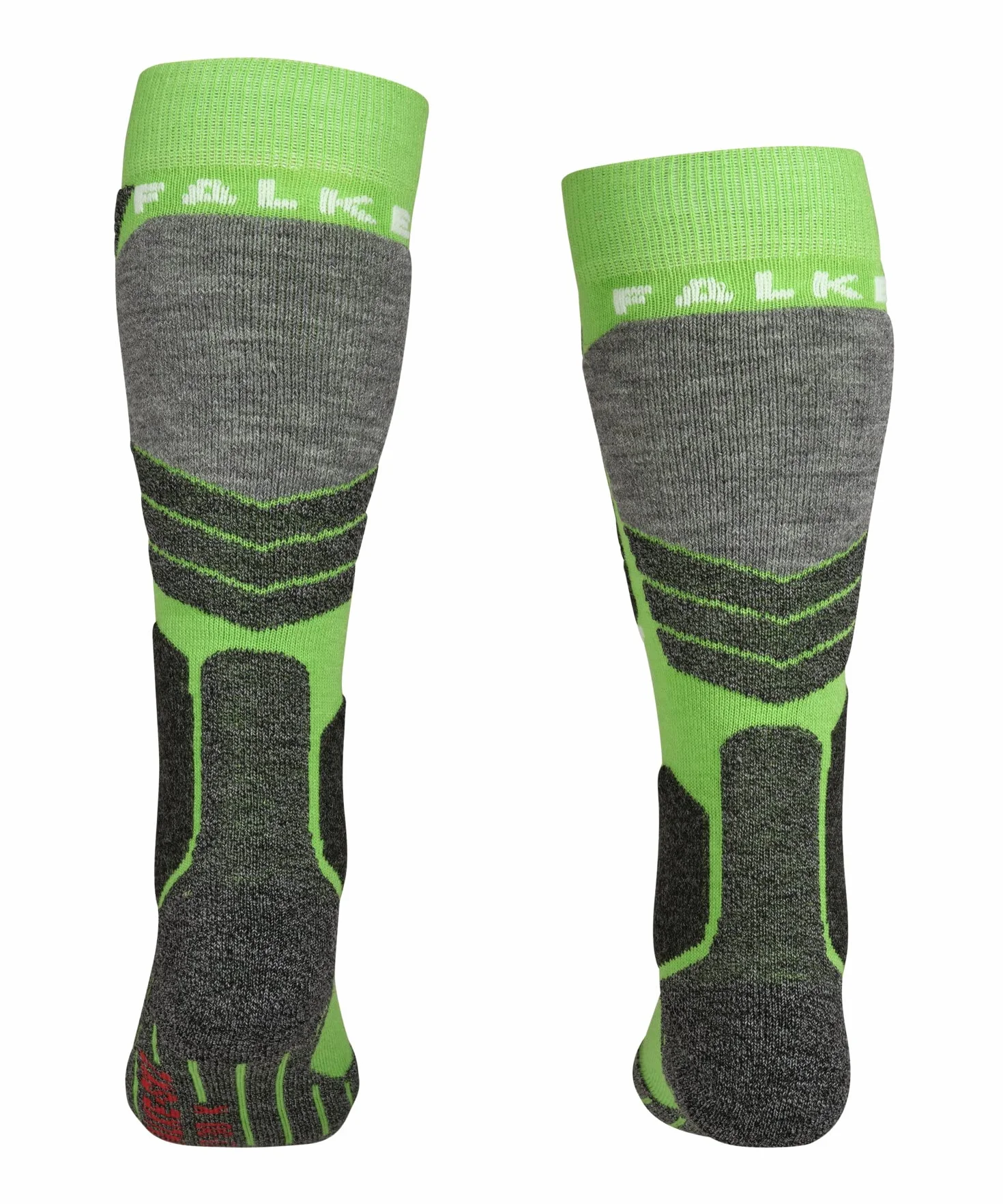 FALKE Uniseks - dzieci Skarpety narciarskie SK2 Intermediate K Kh Wełna ciepłe grube 1 Para, Zielony Vivid Green 7231, 35-38