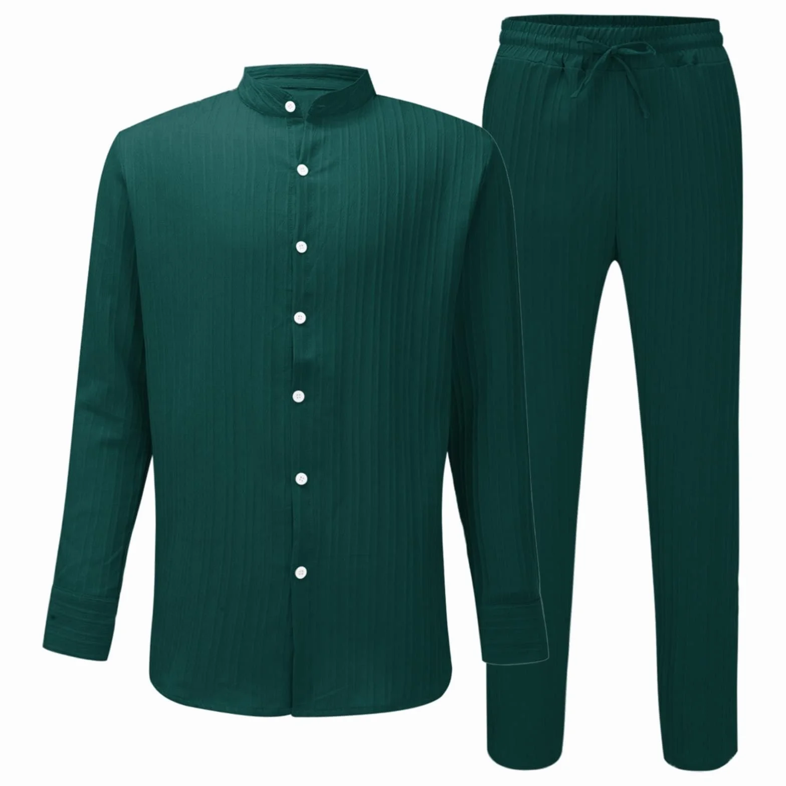 Generico Męski dres lniany lekki plus size garnitury sportowe na co dzień wygodne koszulki i spodnie bawełniane siłownia dresy do domu plaża wakacje ze sznurkiem krótkie rękawy kombinezon na siłownię