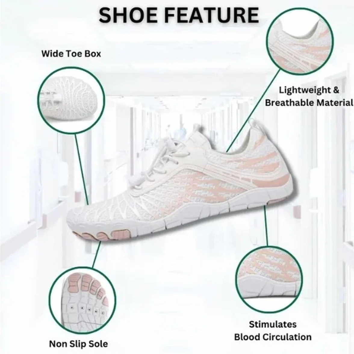 Bronoir™ Skin Pro Z Miedzią - Uziemiające Uniwersalne Buty Barefoot, Buty Trekkingowe Do Wędrówek Boso Damskie(White,7.5 Women/5.5 Men)