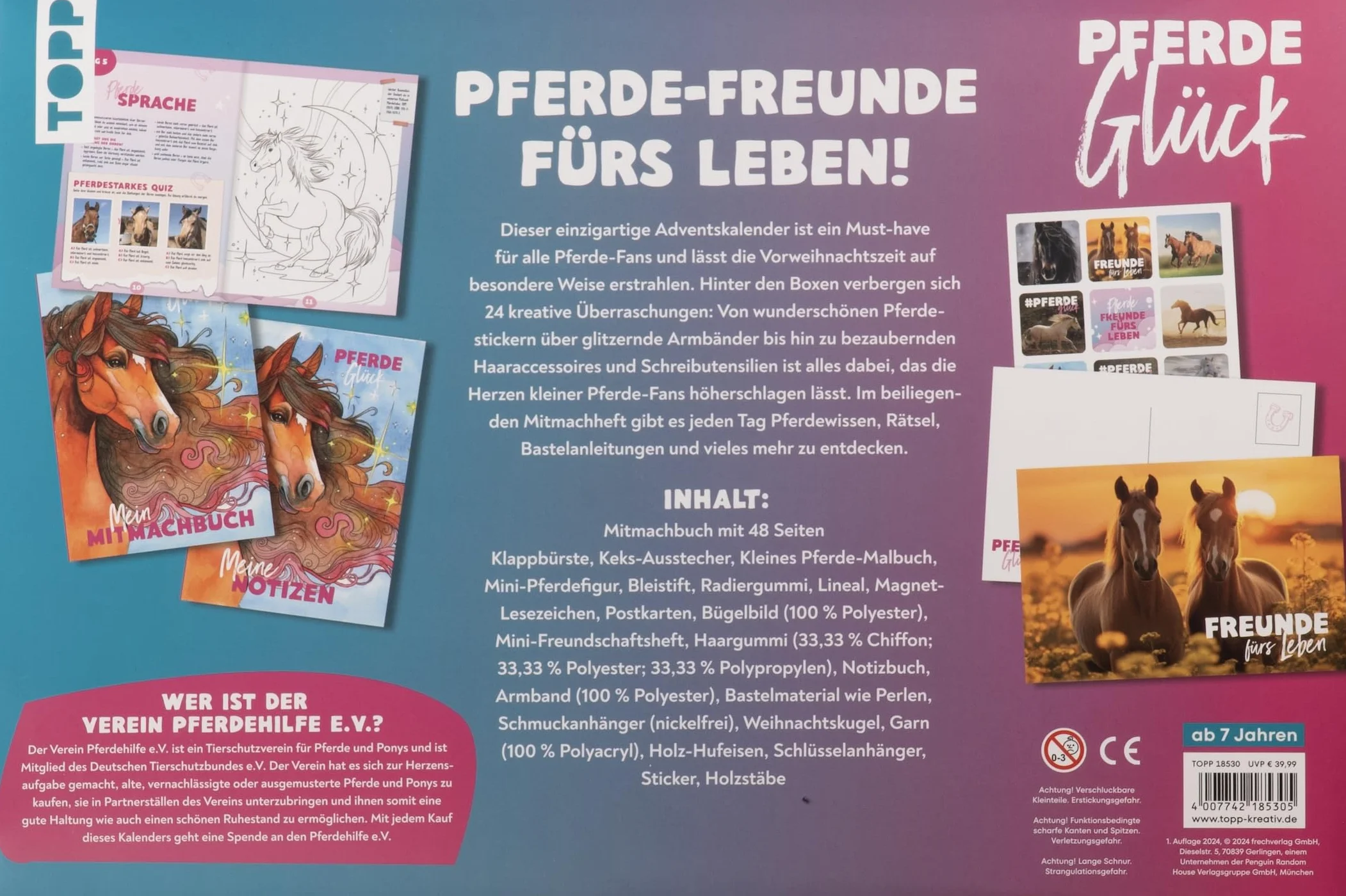 Pferdeglück - Der kreative Adventskalender. 24 Überraschungen für Pferde-Fans: Große Box (38,5 x 26,5 x 5 cm) mit 24 kleinen Boxen