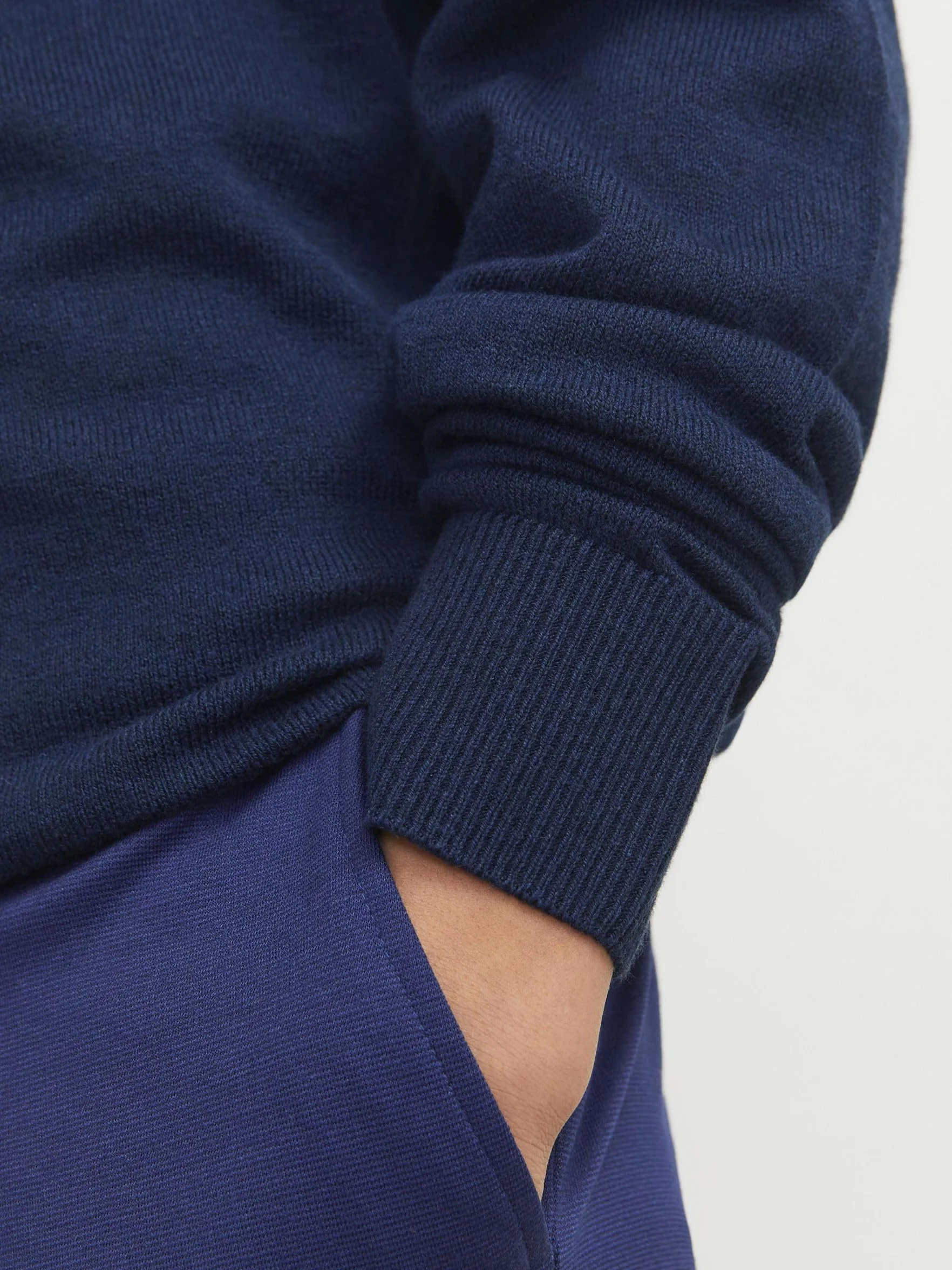 JACK&JONES JUNIOR Chłopięcy Jjeemil Knit Half Zip Noos Jnr sweter z dzianiny, granatowy blezer, 128