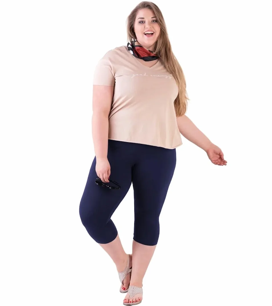 Damskie legginsy bawełniane 3/4 rybaczki rozmiary S-8XL nieprześwitujące naturalny materiał