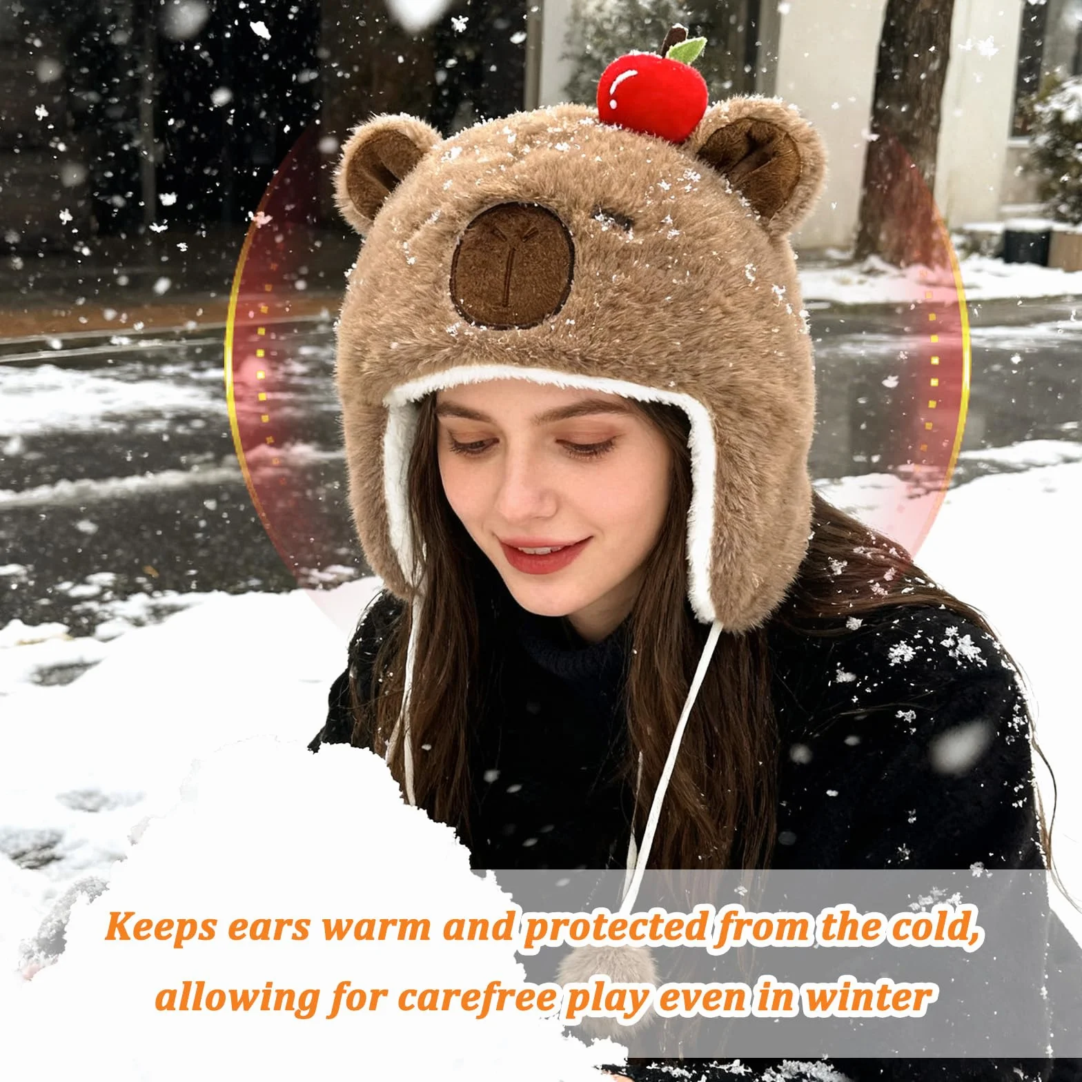 Rosyjska czapka, czapka zimowa typu chapka dla kobiet, Ushanka Pluszowa czapka Capybara, czapka ukryta w uszach, urocza czapka trapera, zimowa czapka z ochraniaczami na uszy na zimną pogodę