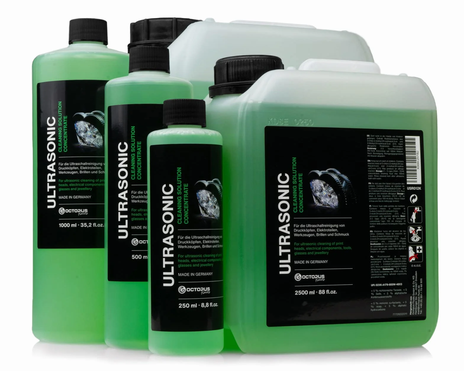 OCTOPUS wydajny myjka ultradźwiękowa, koncentrat do stosowania w myjce ultradźwiękowej, myjce do okularów, mechanice i technologii druku (500 ml)