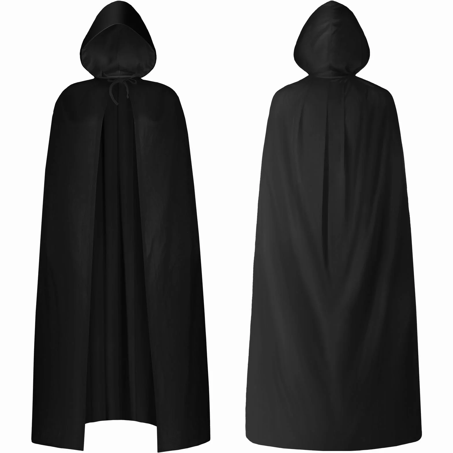 AOOWU Czarna peleryna z kapturem, długi kostium wampirów, peleryna Halloween na przebranie na karnawał, peleryna Halloween na karnawał przyjęcie urodzinowe
