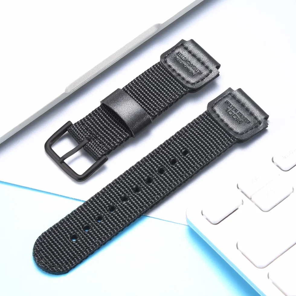 Nylonowy pasek 18 mm kompatybilny z zegarkami męskimi Casio AE1200WH AE-1000 SGW-300H/400 W-735 PRG270 - skórzany pasek zastępczy do zegarka, 18mm, Nylon, Stworzony kwarc