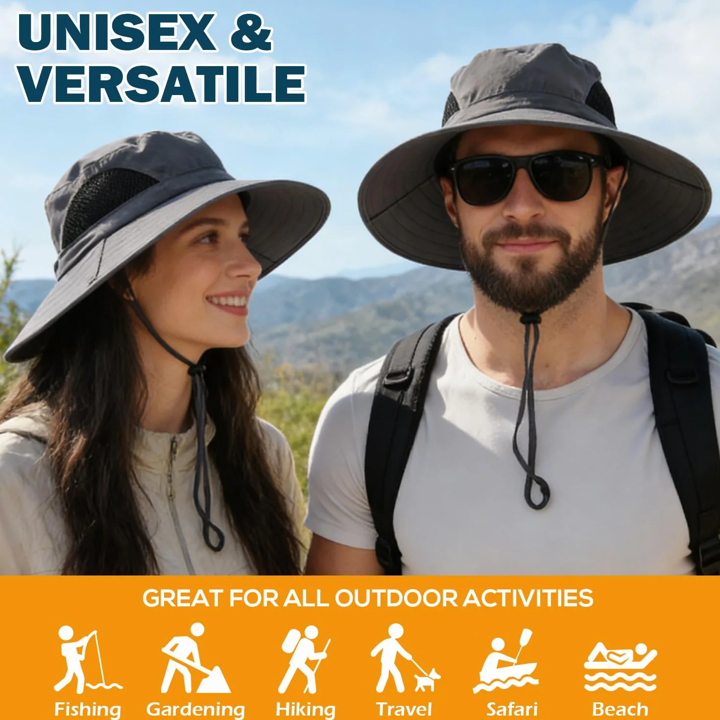 EINSKEY Kapelusz przeciwsłoneczny, z szerokim rondem, ochrona UV UPF 50+, wodoodporny, pakowany, typu bucket, unisex, dla mężczyzn i kobiet, na wędkowanie, wędrówki, plażę, ogród